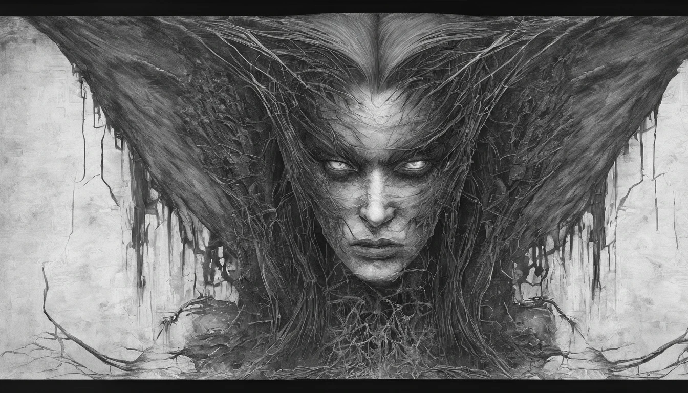 In the spirit of Planet of Apes, a masterpiece, hyper-detailed, image of a young (20 years old) Nude Woman modeled on Maisie Williams, Nude, with long unkept hair, physically fit body, perfect face with perfect eyes, running in terror through a lush temperate forest during the late evening hour