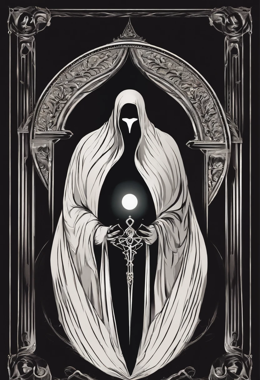 "(Best Quality,hight resolution:1.2),minimalistic,Two-dimensional logo,[The Cult of the Eternal Eclipse] Logo,(death:1.1),(braid:1.1),(Hooded figure:1.1),(mysterious:1.1),(a hidden face:1.1),(Dark:1.1),(SINISTER:1.1),(SINISTER:1.1),(eldritch:1.1),(intriguing:1.1),(symbolic:1.1),(Mystical:1.1),(Enigmatic:1.1),(Muted colors:1.1),(abstract:1.1),(ominous vibe),(black and white:0.9),(Contrast:0.9),(sharp lines:0.9),(visually striking),(Sleek design),(Simplified form),"