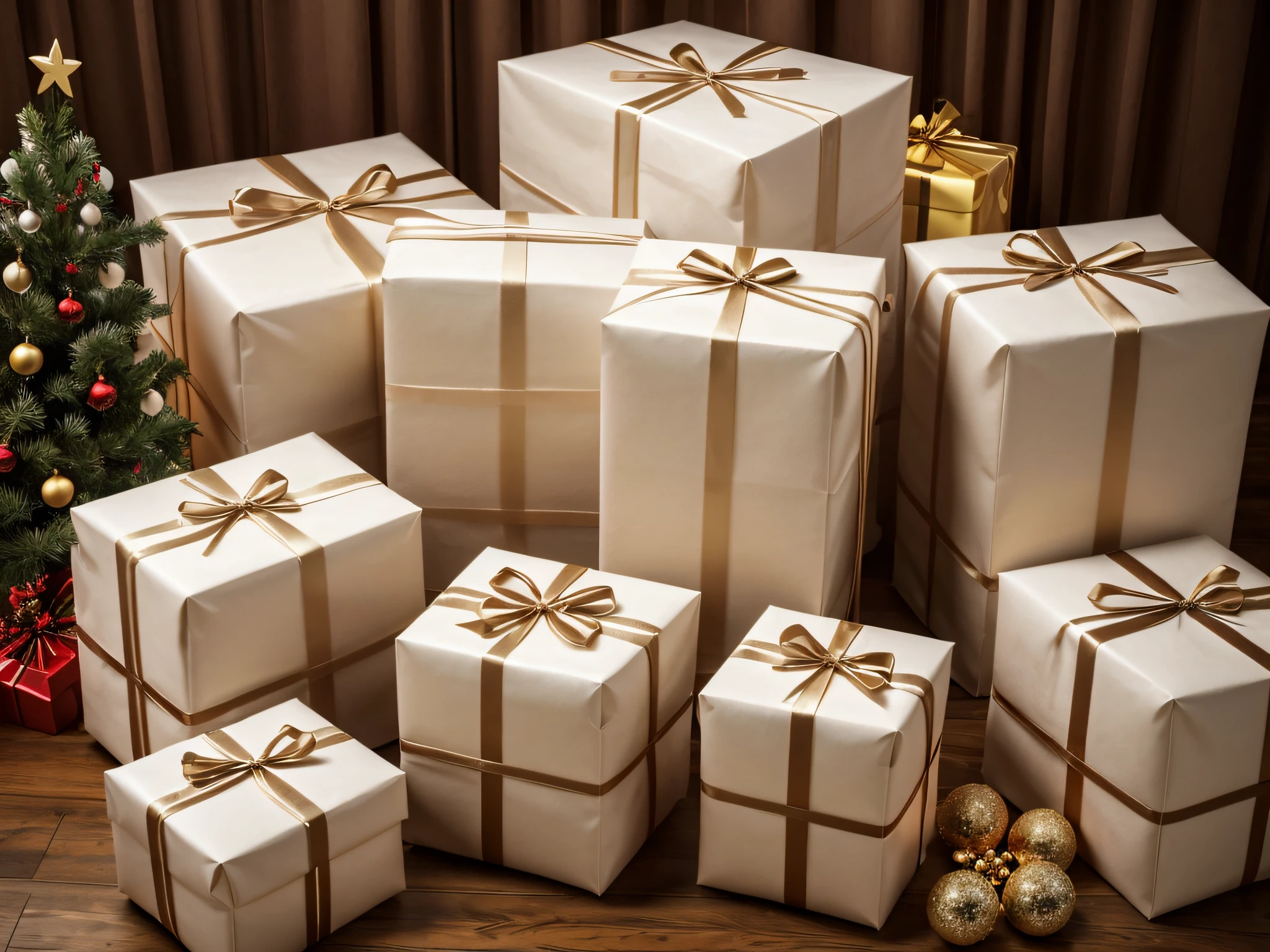 BOLSAS DE REGALO DE NAVIDAD DE PAPEL, SOBRE FONDO BLANCO, ESPACIO DE COPY SPACE, UHD, 8K