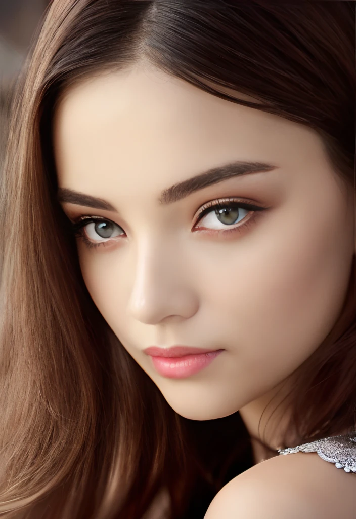 (8k, RAW photo, photorealistic) ,( lipgloss, eyelashes, gloss-face, glossy skin, best quality, ultra highres, depth of field, chromatic aberration, caustics, Broad lighting, natural shading) looking at viewer with a serene and goddess-like happiness, masterpiece, realistic, photo-realistic), 1girl, face, close-up, purple hair, Smokey eyes, (looking at viewer:2), absurdly long hair, long eyelashes, eyeshadow, big yellow eyes, high contrast, portrait photography, close up, masterpiece, 20 years old woman, long silky purple hair, Red lipstic, Red Lips, symetrical face, Most beautiful women, Goddess like beauty, clears facial expressions, subtle smile, stunning women, elegant dress, in middle of avenue, 35 mm, DLSR, film grain, cinematic, intricate details, 4K, 8k, hd