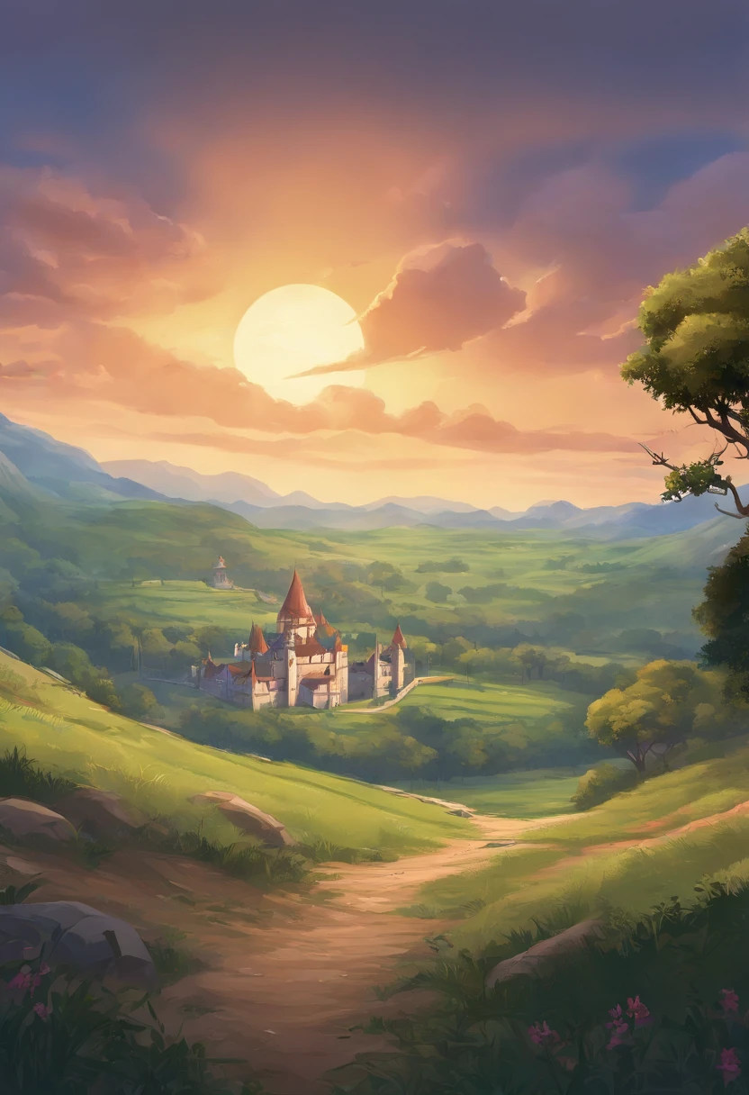 Arte de fundo para jogo 2D, Campo de batalha de fundo, alta qualidade, hd illustration, Fundo do JRPG, fundo do RPG, battle scenery, Game scenario, estilo anime, JRPG, cores simples, Gradient SEM,