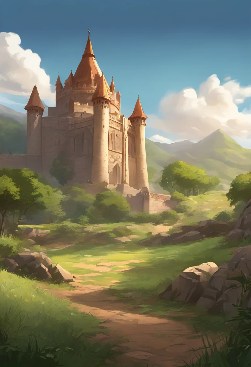 Arte de fundo para jogo 2D, Campo de batalha de fundo, alta qualidade, hd illustration, Fundo do JRPG, fundo do RPG, battle scenery, Game scenario, Estilo anime, JRPG, (((cores simples))), ((no gradient))