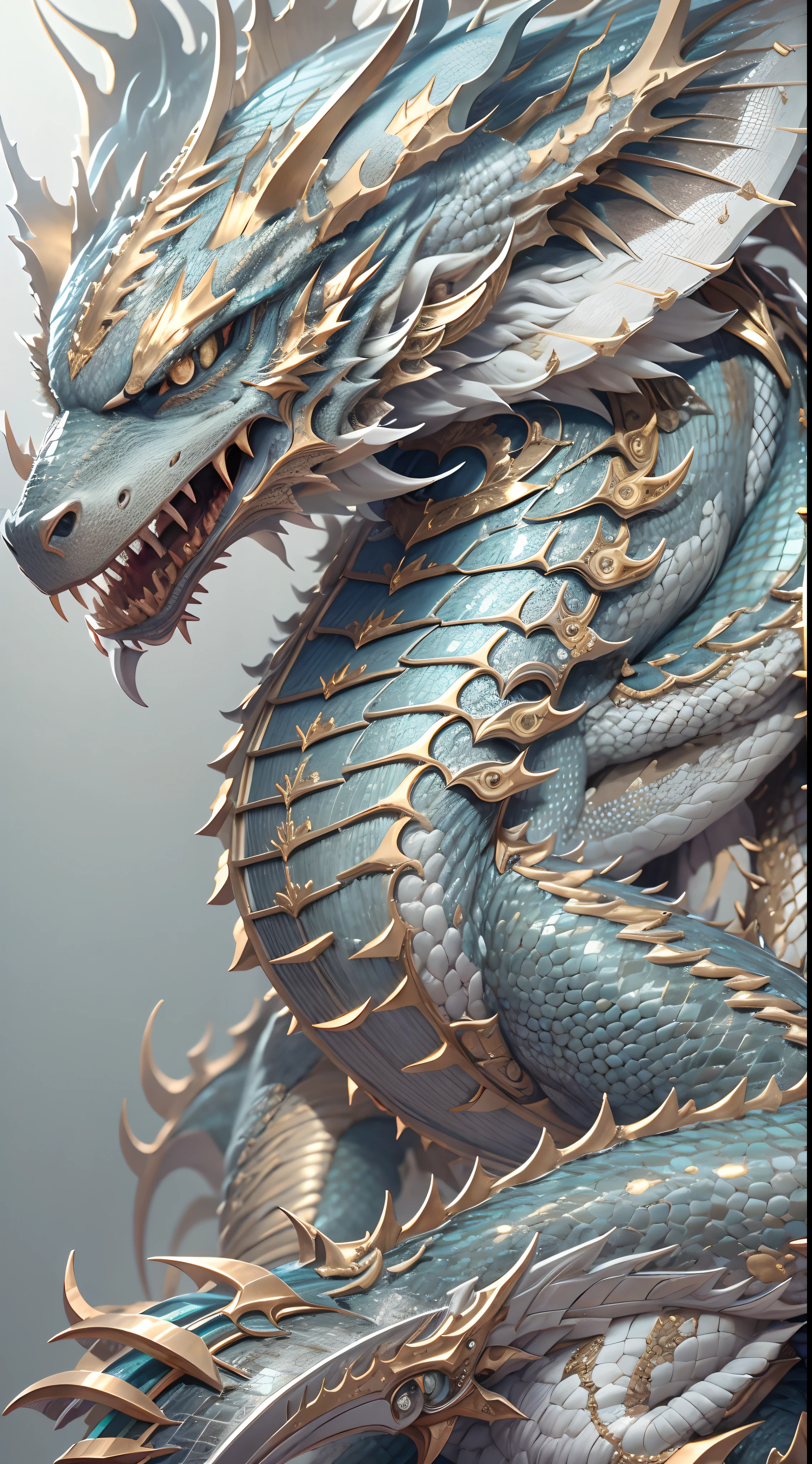 [Silver Dragon] [glittery], [Precise, Thin edges], [Meticulous, Surgical precision]