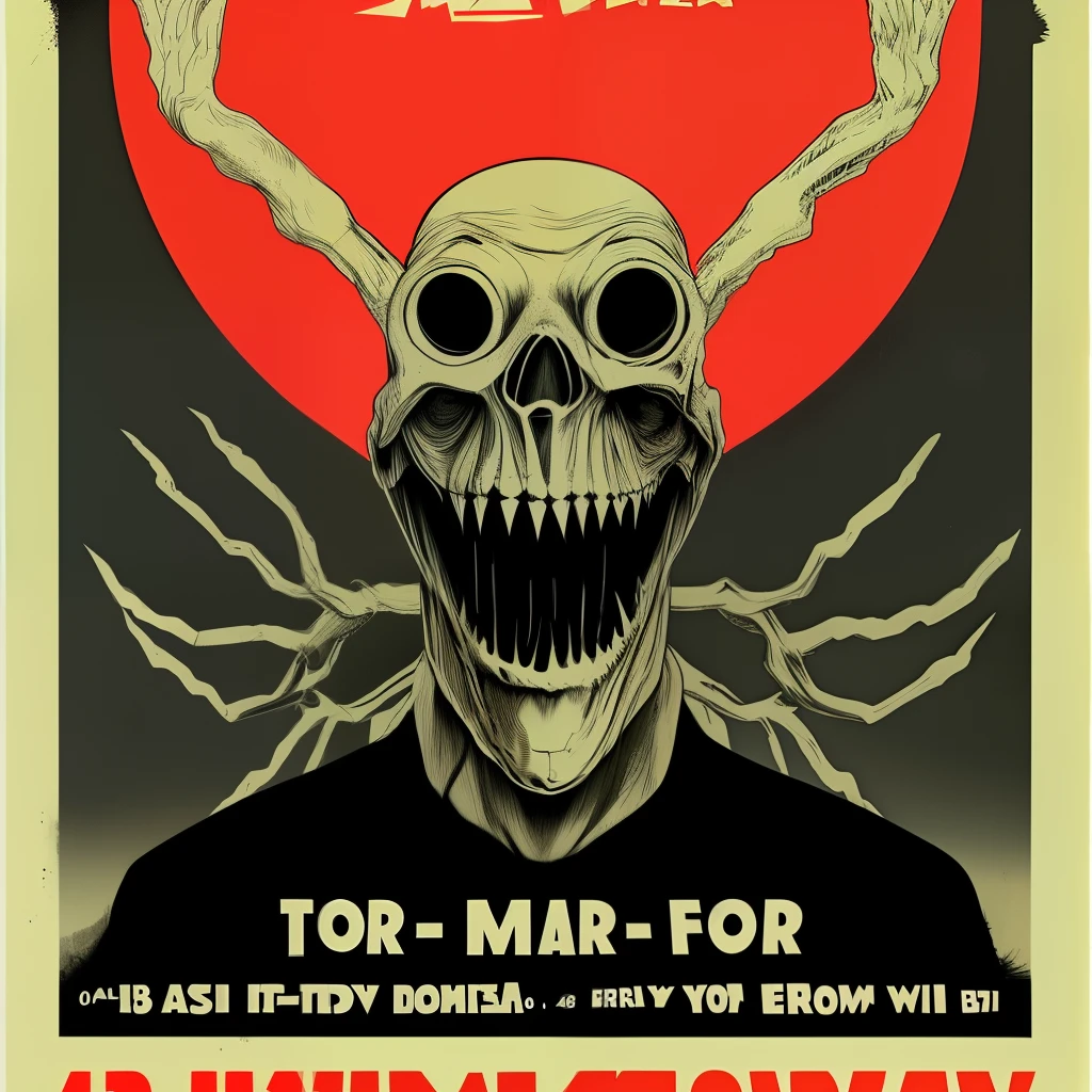 Noise Beauty, Sound Art Magazine Cover, Poster Art , Lovecraftian horror genre,red，  Bold large text, Matte design layout.