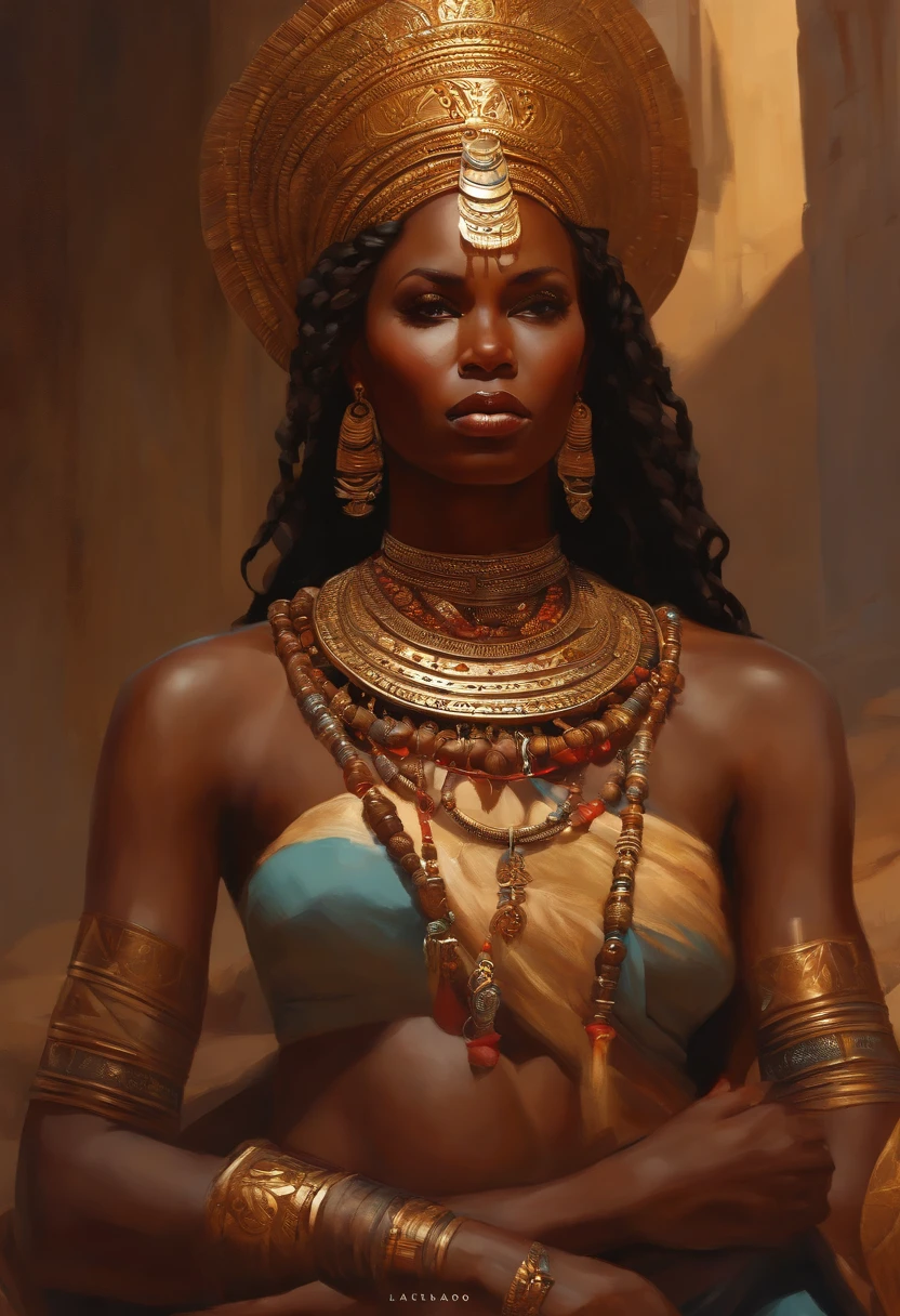 A mais bela obra de arte do mundo, Com tribos ((genial)) Queen of Africa Warrior woman, no exotic clothes, (Sentamos: 1.2), (de_lado: 1.3), Majestic oil painting by Ed Brinkie, Atey Ghailan, por Ghibli studio, Poljeremy Mann, Greg Manxadinho, Antonio Moro, Trend at Artstation, trend in CGSociety, intrincado, High detail, foco nítido, Dramatic, Arte de pintura fotorrealista de Midjourney e Greg Rutkowski