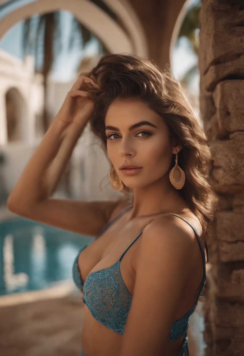 Oman with matching tank top and panties, Menina sexy com olhos azuis, Retrato Sophie Mudd, Retrato de Corinna Kopf, cabelos loiros e olhos grandes, selfie de uma jovem mulher, ohne maquiagem, Maquiagem natural, Look directly at the camera, Rosto com Artgram, dezentes Maquiagem, Great full body photo, no quarto, Seios grandes, louro, Antique Silver Latin Vintage Riding Feli Art