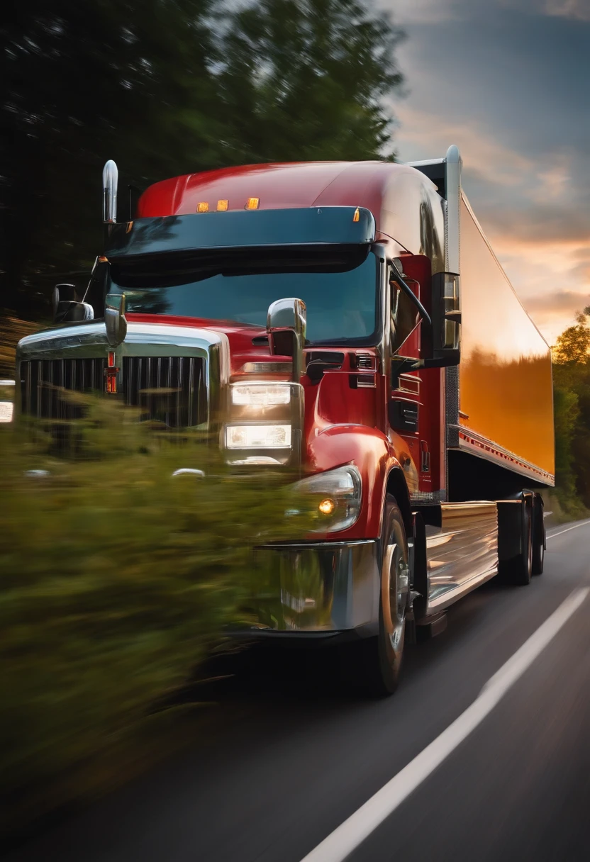 Create an image of a moving truck on the road