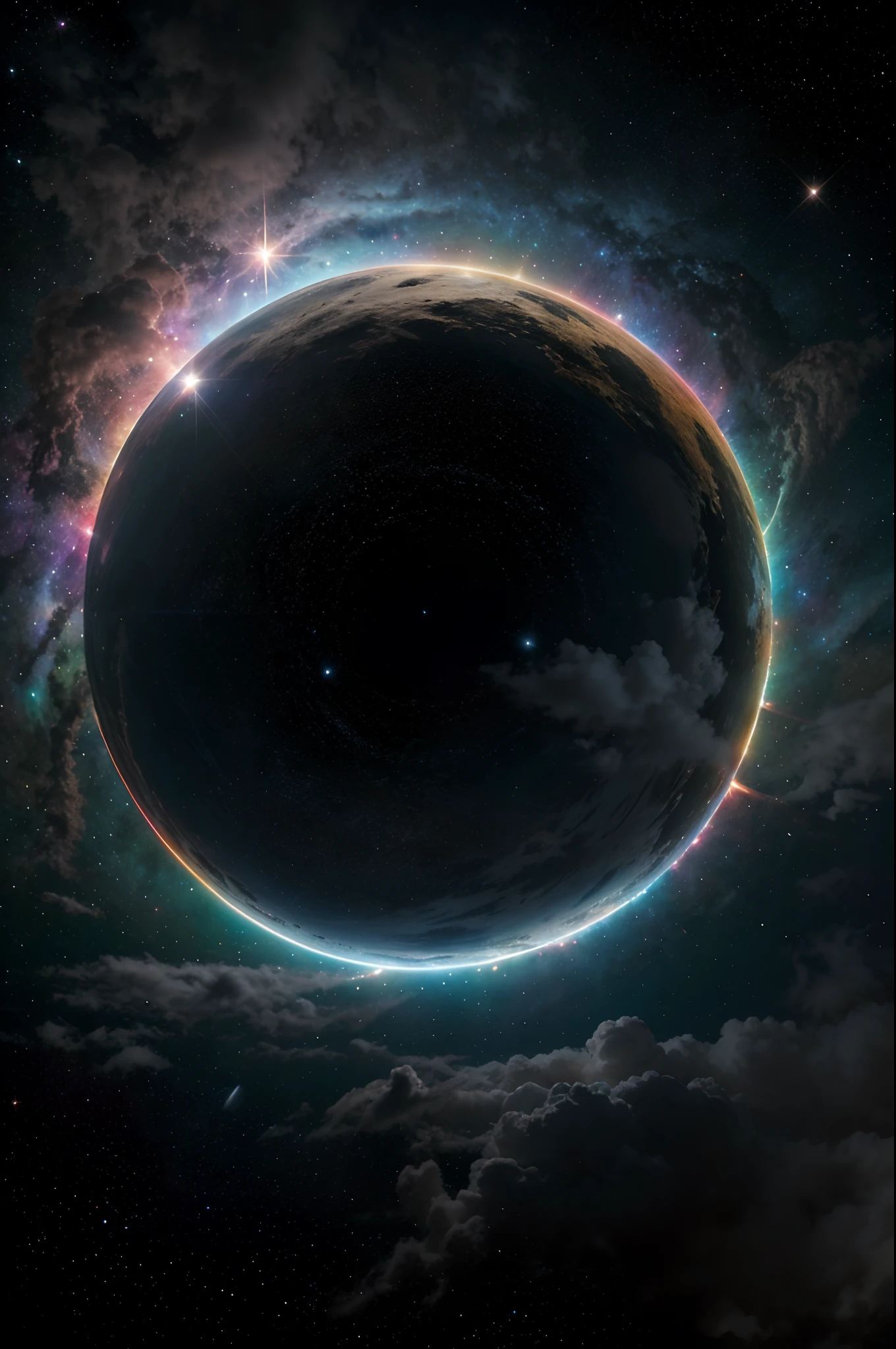 Create clouds of colorful cosmic dust in outer space, image in very high definition