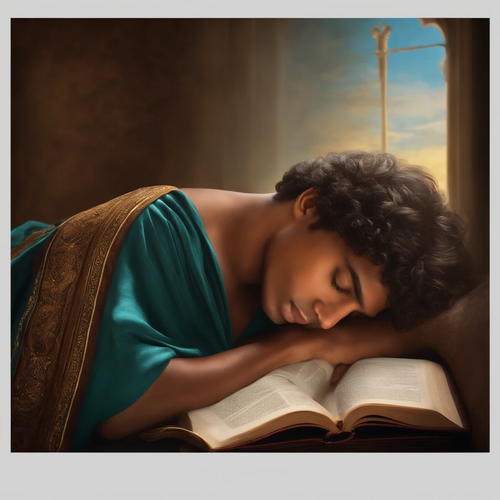 create a photograph of King Solomon Handsome young man sleeping in Bible time,