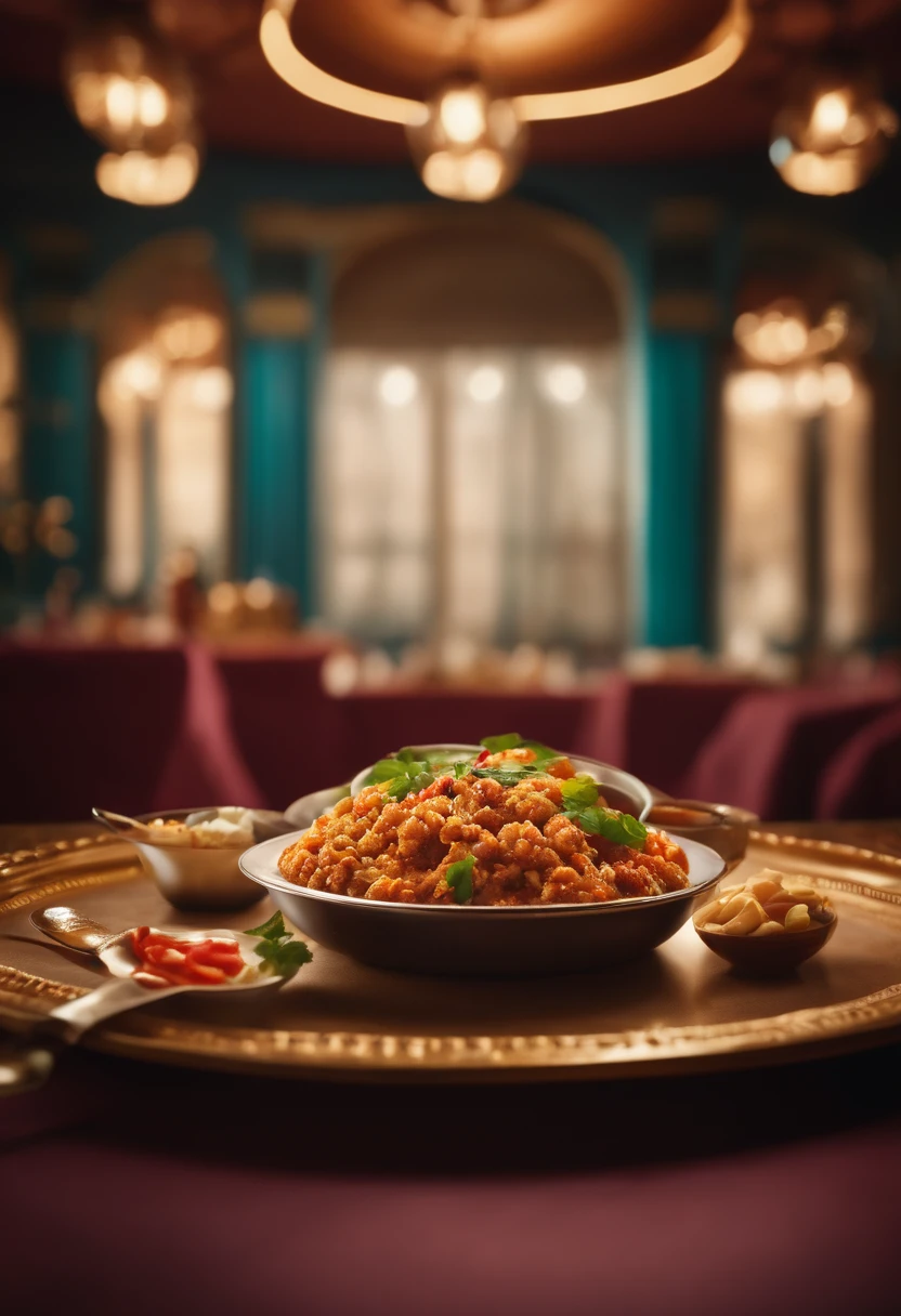 Commercial shooting, persian food Tahchin , poster for, Fresh style background, elegant, Booth lighting, Attractive, photorealistic colors, Ultra HD