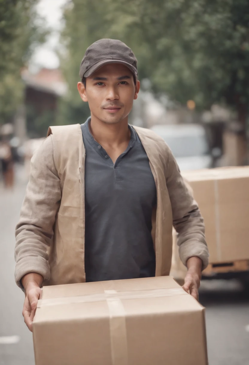 Create an Image of a Cargo Helper Carrying Swap Boxes