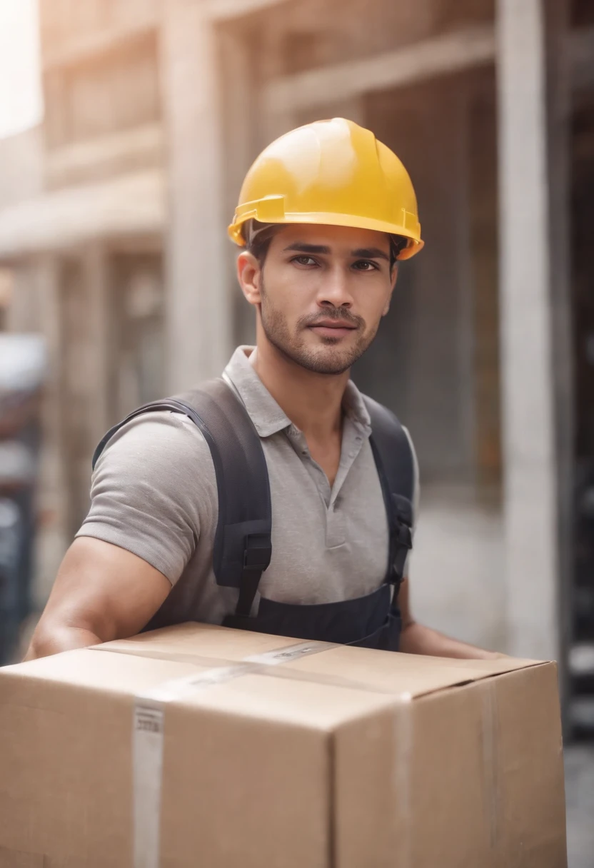Create an Image of a Cargo Helper Carrying Swap Boxes