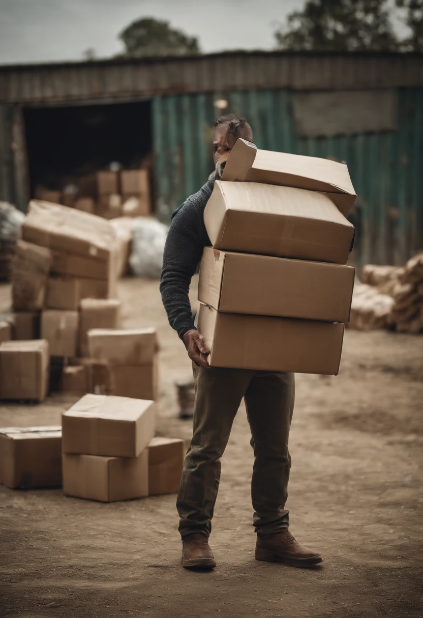 Create an Image of a Cargo Helper Carrying Swap Boxes
