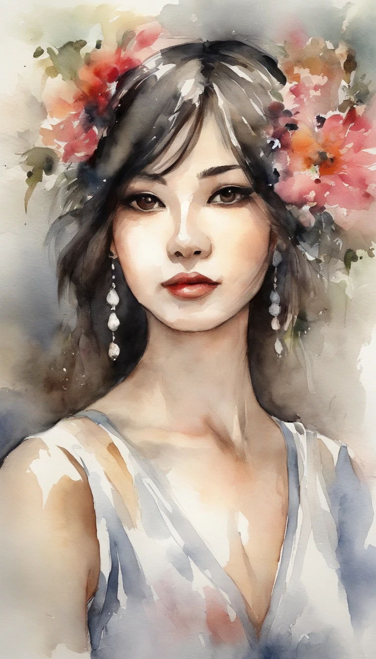 9 photos，Japanese female model with different expressions，japan manga style