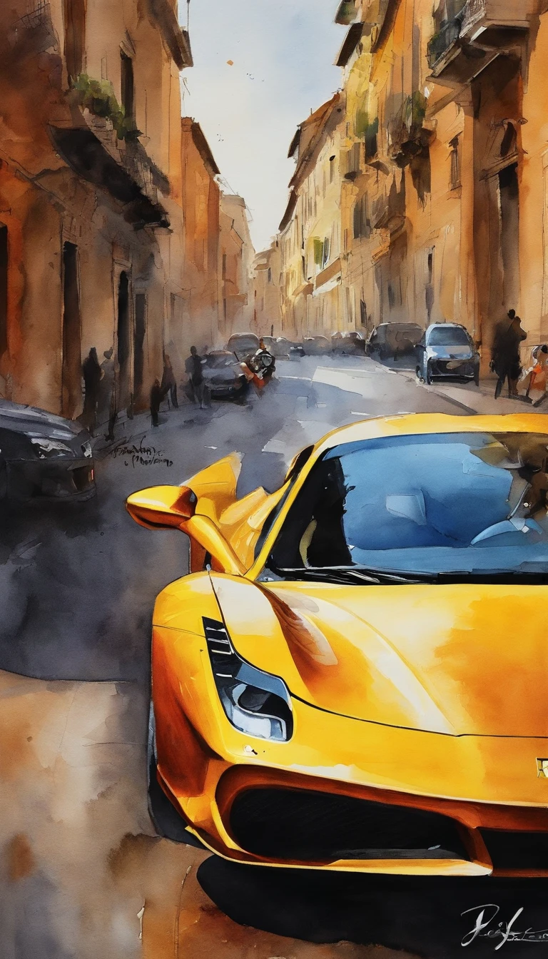 Ferrari 488,The streets of Rome,Cinematic light,Canon D50 shot