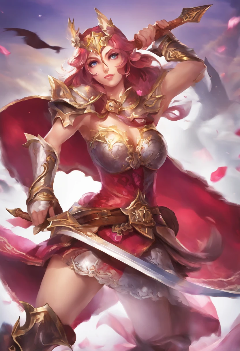 "Depict an epic battle led by the Rose Knight in Lords Mobile, in which she commands her troops with courage and strategy to defeat a superior enemy army. Detail the tactics she uses, the determination of your troops and how it stands out