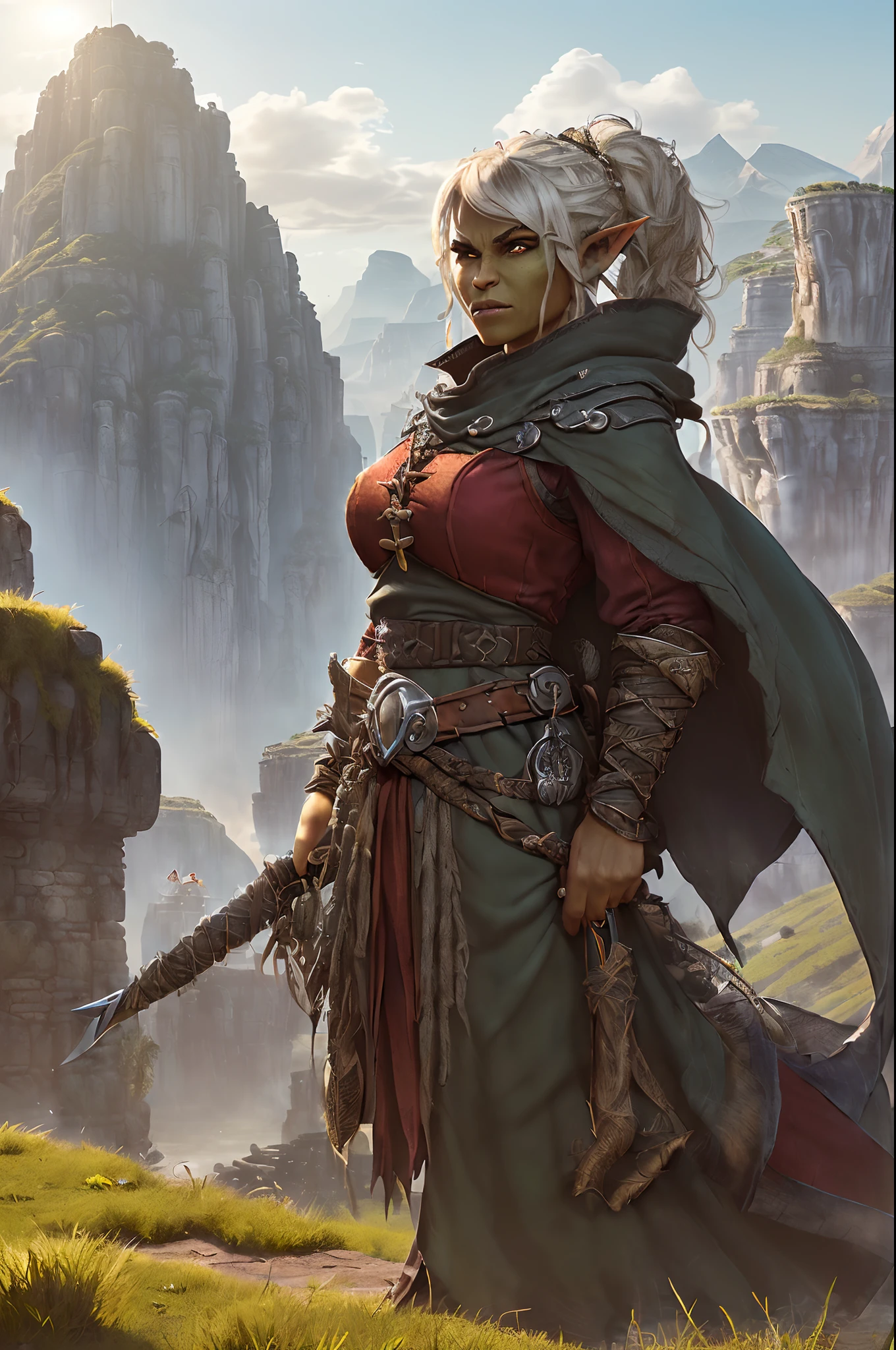 (concept art, (Realistic:1.33), (high quality depth map:1.1), (Medieval RPG, {Northern European|Italian|Swedish|Polish|Russian|Arabian|Jewish|Persian|Mongolian|East Asian|South East Asian|African|Native American|Egyptian|Babylonian|Spanish|East Asian Indian} looking {young adult|adult|} {Male|Slim Male|Female|Petite Female} ({searching for something|investigating a crime|fighting someone|studying a book|drinking|flying somewhere|crouching|squatting|riding a horse|at the wheel of a ship|flying an airship|kneeling|running|running from something|fighting a monster|swimming|training|examining an item|action pose|seductive pose|psychotic pose|}:1.1), {full body} Character Portrait, realistic detailed {brown|hazel|green|aqua|black} eyes, detail {angular|round|symmetrical|oval} face:1.2), ({high depth dark|high depth light} {Throne Room|House|Dining Room|Arena|Store|Castle|Medieval City|Town|Village|Port|Sea|Ship|Boat|Floating Mountains|Snowy|Burnt Down|Idyllic|Dystopian|Utopian|Militaristic|Wedding|Party|Battlefield|Camp fire|Army|Cavalry Charge|Medieval Battle|Tavern|Inn|Bedroom|Caves|Underdark|Magic School|Airship Deck|Airships|Airship Battle|Pirate Ship|Oceanic Battle|Swamp|Arid Desert|Oasis Desert|Forest|Mountainous|Arctic|Jungle|Temperate|Steppe|Mediterranean|Monsoon Forest|Shrubland|Grassland|Wet Desert|Grass Savanna|Tree Savanna|Tropical Rainforest|Alpine tundra|montane forests|Hellish|Heavenly} detailed background:1.1), ({brown|black|white|blonde|platinum blonde|silver|ginger|light brown} {long|curly|medium|braided|pony tail|fancy|bangs|fringe|buzz cut} hair:1.3), ({pale|perfect|aged|scarred|freckled} skin:1.2), ({wizard|knight||thief|pirate|airship captain|rogue|assassin|monarch|merchant|sorceress|witch|warlock|royalty|warrior|slave|noble|barbarian|archer|murderer|serial killer|prostitute|tavern owner}:1.1), ({human|elf|dragon|red tiefling|demon|drow|angel|succubus|incubus|dryad|vampire|goddess|devil|god|green orc|dwarf|red kitsune}:1.2), ({bleak theme|romantic