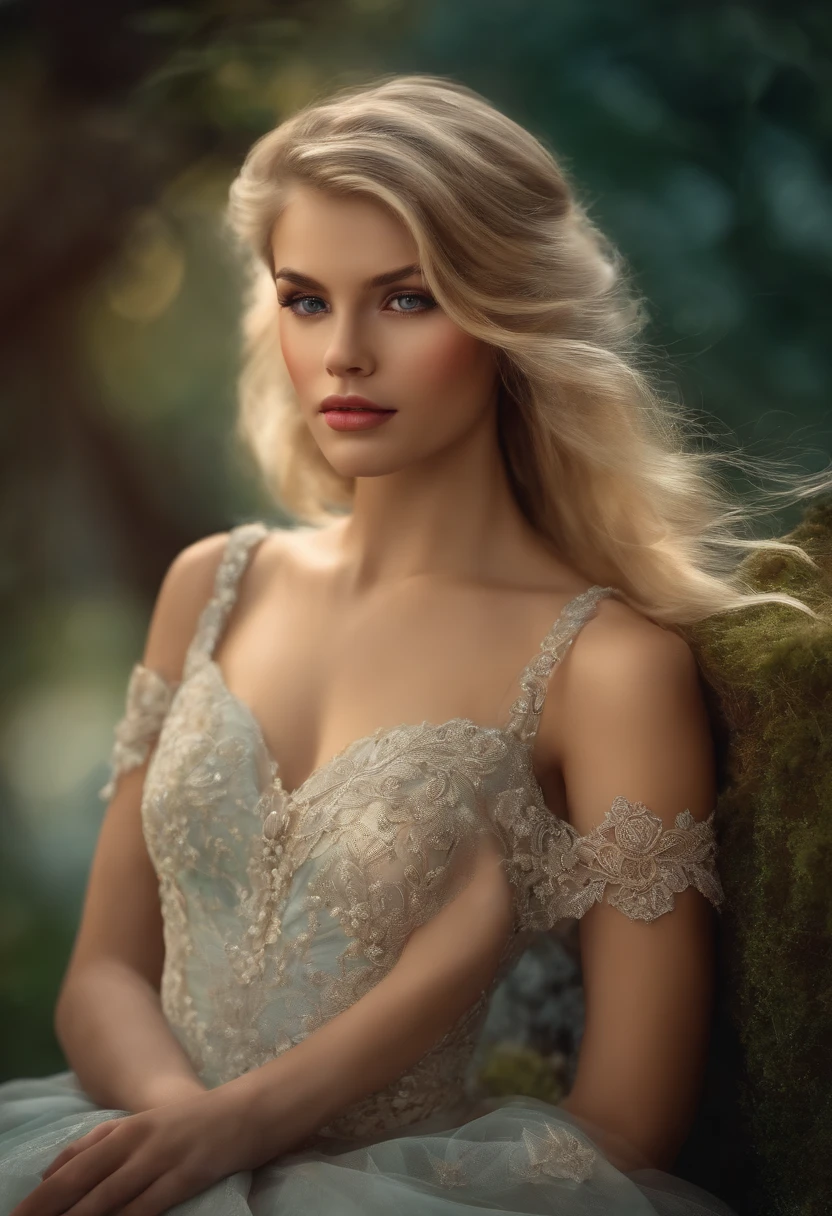 blond realistic girl nice dress