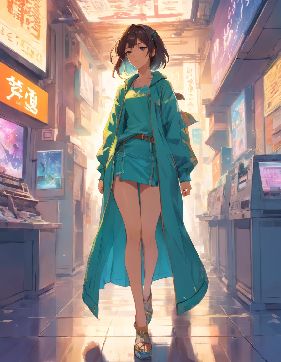 tmasterpiece, Beautiful Brazilian woman with perfect face, Elegant dress Gucci Balenciaga Versace Armani alternative suit, jaket, pullover, T-Shirt, 围巾,long skirt, Jeans, full bodyesbian, liberta, seele, Digital illustration, Manhwa Style, Cyberpunk, Perfect anatomy, centre, nearing perfection, Dynamic, highly detailed, complex, Intricate, art stations, concept-art, lisses, foco nítido, illustratio, art by Carne Griffiths and Wadim Kashin, only one, Awarded, tmasterpiece
