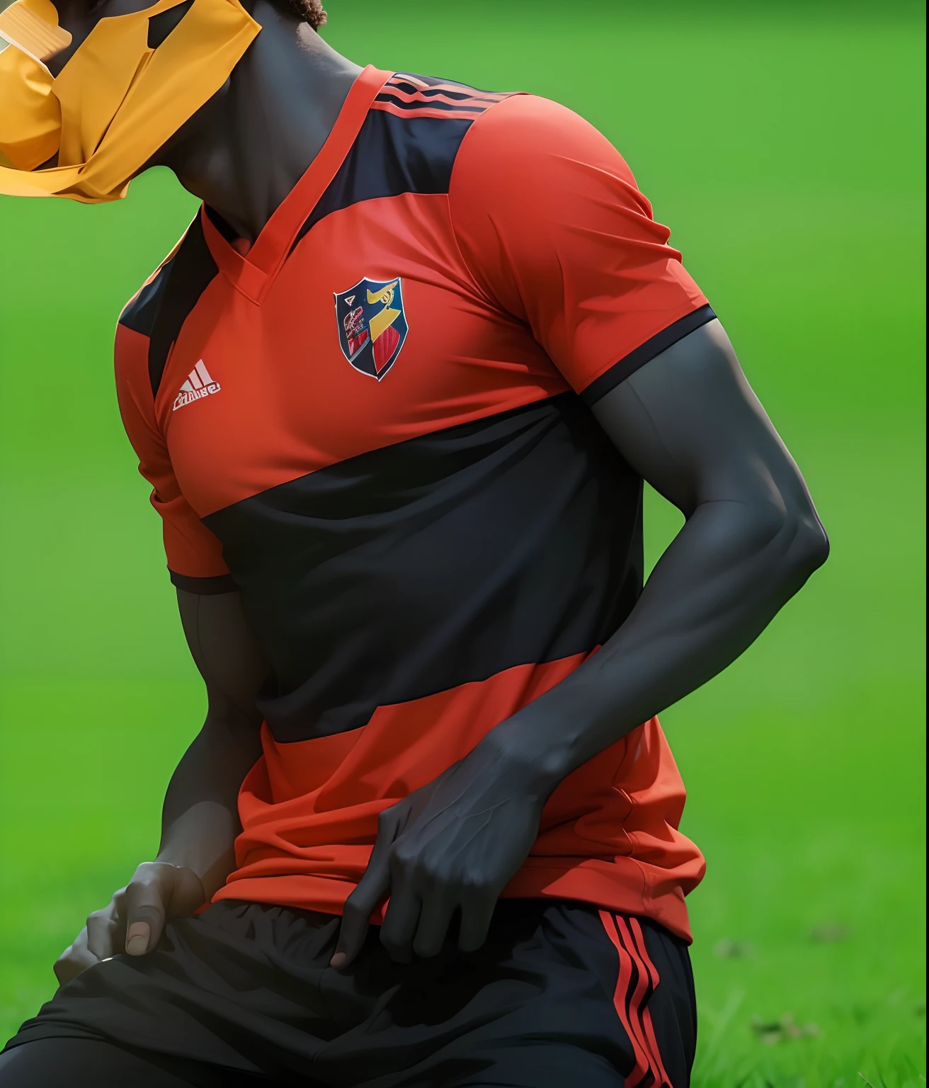 jogador de futebol pele negra azulada