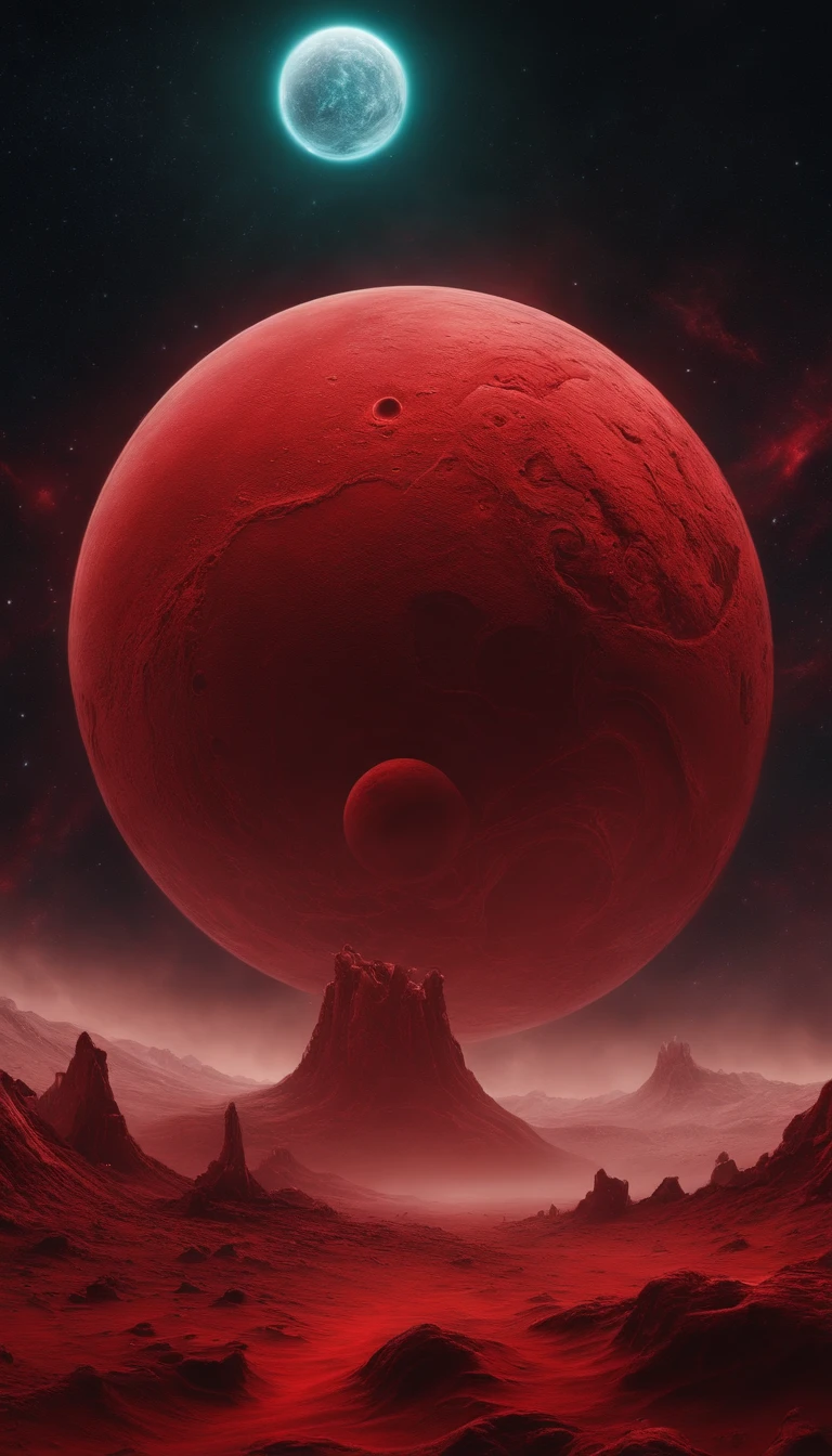 mutating planet, covered in fleshy blood red surface, vivid cosmic backdrop, in outer space, lovecraftian