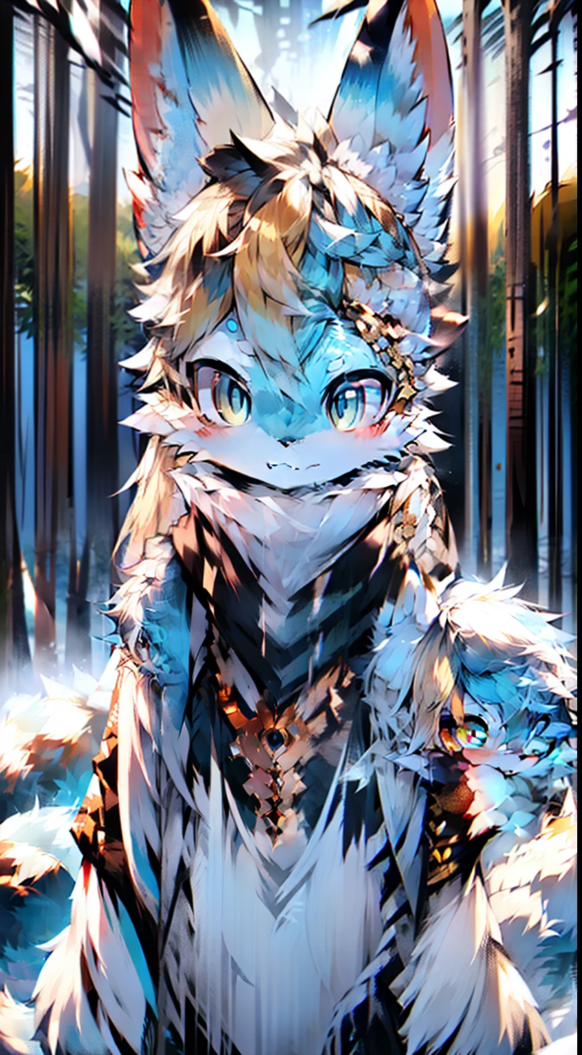 A beautiful woman goddess ((fox)), nine-tailed kitsune in bluish skin with white tones and ultra-realistic hair beautiful snow color, blonde hair, hollow eyes, hollow eyes, animal ears, food on the face, Surrealism, hyperrealism, jpeg artifacts, UHD, masterpiece, anatomically correct, curated, super detail, high detail, high quality, high detail, higher, 8k, Greg Rutkowski, , fantastic, Intricate detail, fantasy concept art, deviant art masterpiece, Cinematic.