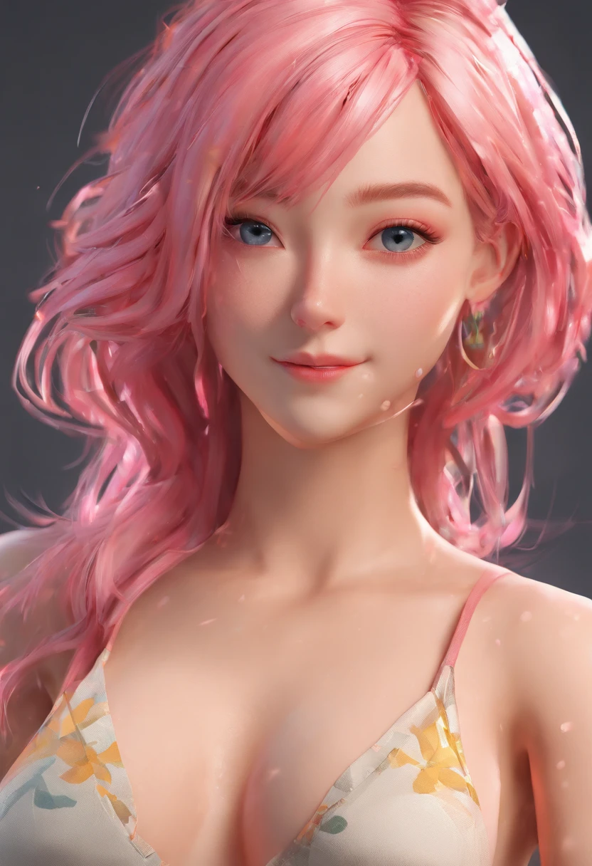 The woman, One, 18 years, seductive smirk, Naked, unbuttoned clothes, unbuttoned clothes, pink hair, messy hair, suntanned skin, oiled skin, natutal breasts, Skinny hips, Lake, woods, style anime, Concept art in 16K resolution, Highly detailed face, Highly detailed eyes, head and shoulders portrait, Intricate details of the drawing, dinamic lighting, Filmic, 3D затенение, Perfect, Smooth, Deep color, natural lightin, Beautiful composition, 가슴, topless, nipples,