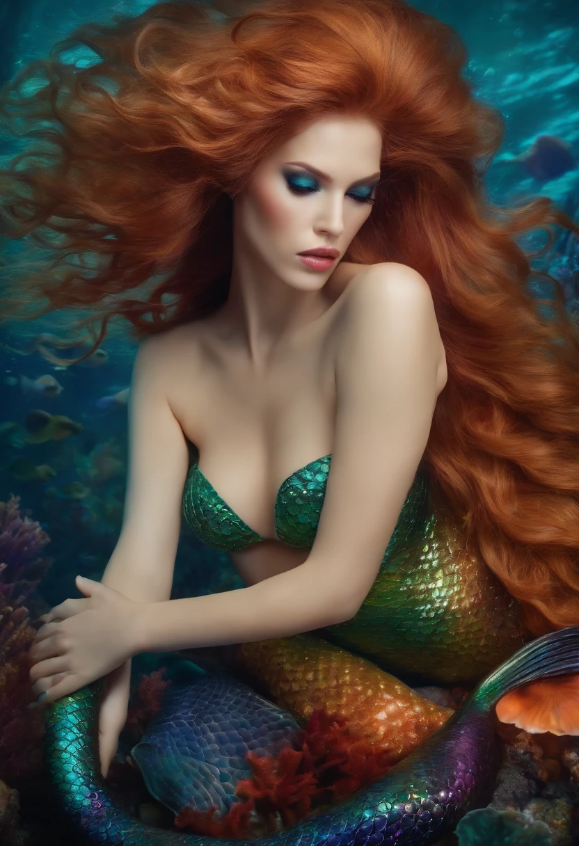 Sexy mermaid masturbate