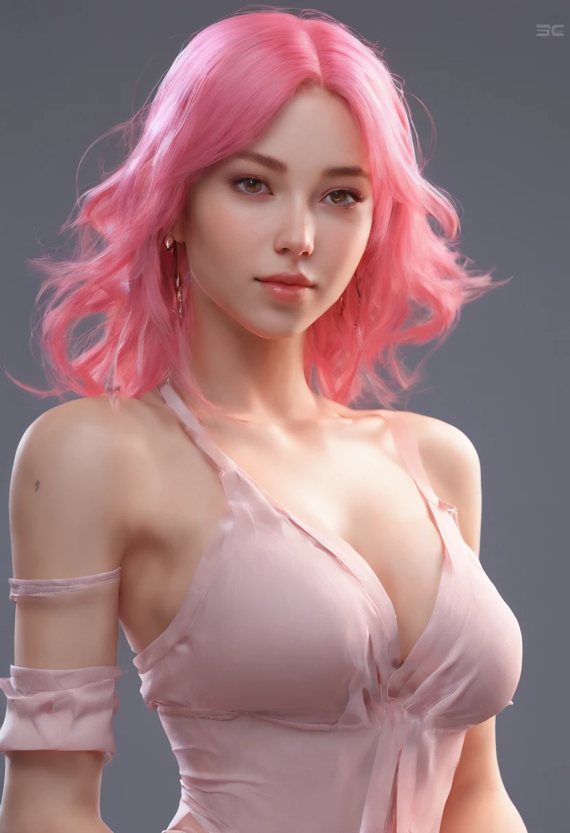 The woman, One, 18 years, seductive smirk, pink hair, messy hair, suntanned skin, oiled skin, natutal breasts, Skinny hips, Lake, woods, style anime, Concept art in 16K resolution, Highly detailed eyes, Intricate details of the drawing, dinamic lighting, Filmic, 3D затенение, Perfect, Smooth, Deep color, natural lightin, Beautiful composition, 가슴, Topless, nipples, nude, pussy