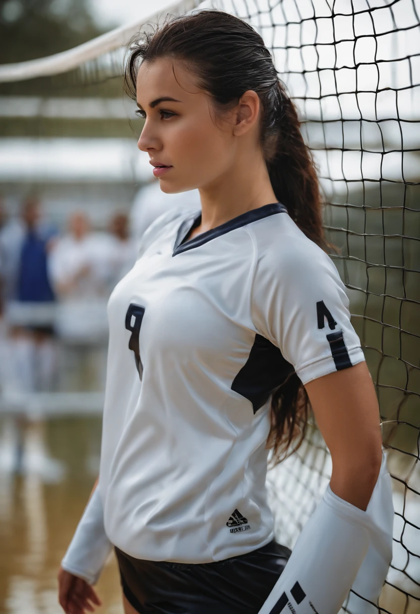a beauty girl,((Wet clothes,perspiring)),((Volleyball Uniforms))