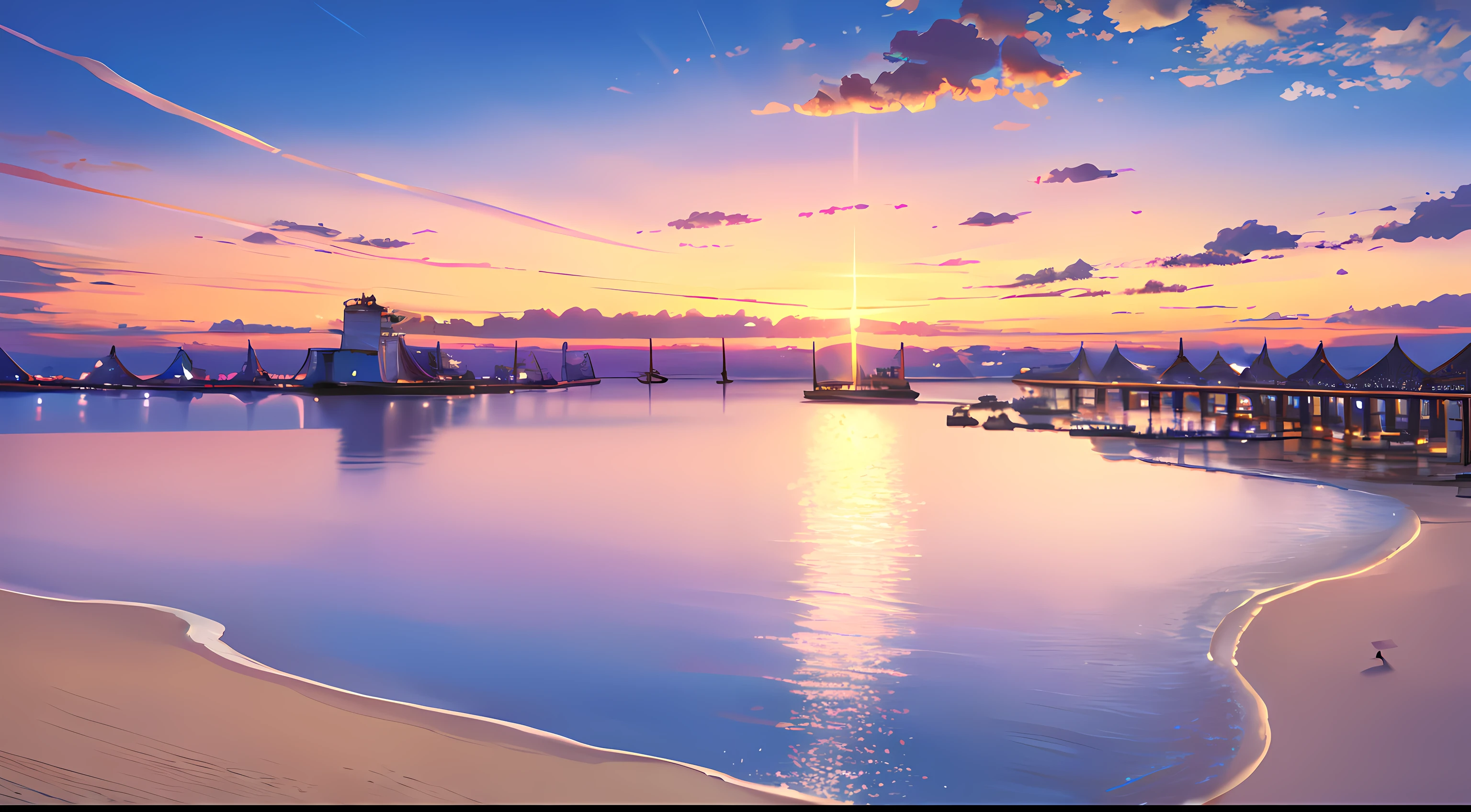 (best quality,4k,highres,masterpiece:1.2), (1girl with very long white hair standing on behind view) medium:illustration,beach scenery,3m wide and 6m long,container ship sailing on the ,stunning beach landscape,beautiful azure blue ocean,crystal-clear water,lush palm trees swaying in the breeze,tropical vibes,vibrant colors,soft golden sunlight illuminating the scene,exquisite attention to detail,realistic textures and shadows,pier stretching into the horizon,vivid reflections on the water's surface,enjoying the perfect summer day,sense of adventure and exploration,expansive sky filled with fluffy white clouds,serene and peaceful atmosphere,hint of excitement and anticipation,attention-grabbing composition and dynamic composition,hint of coastal breeze caressing their faces,captivating perspective and depth,impressive scale and grandeur,awe-inspiring scenery.
