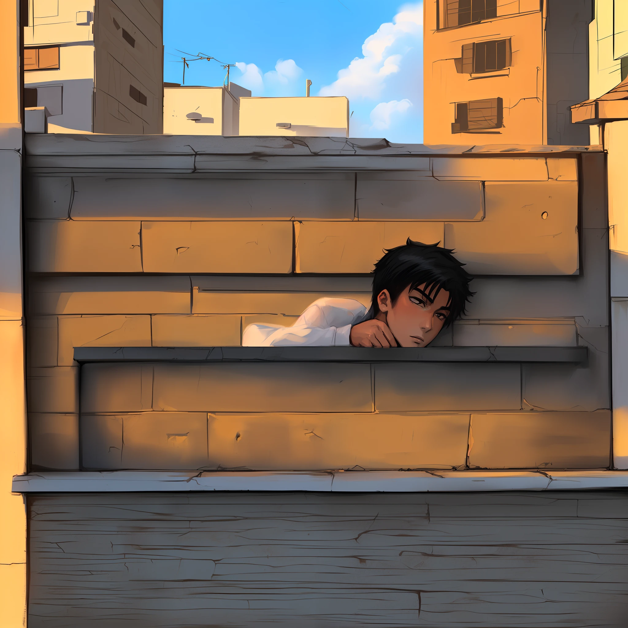 2d hot anime boy laying on the wall
