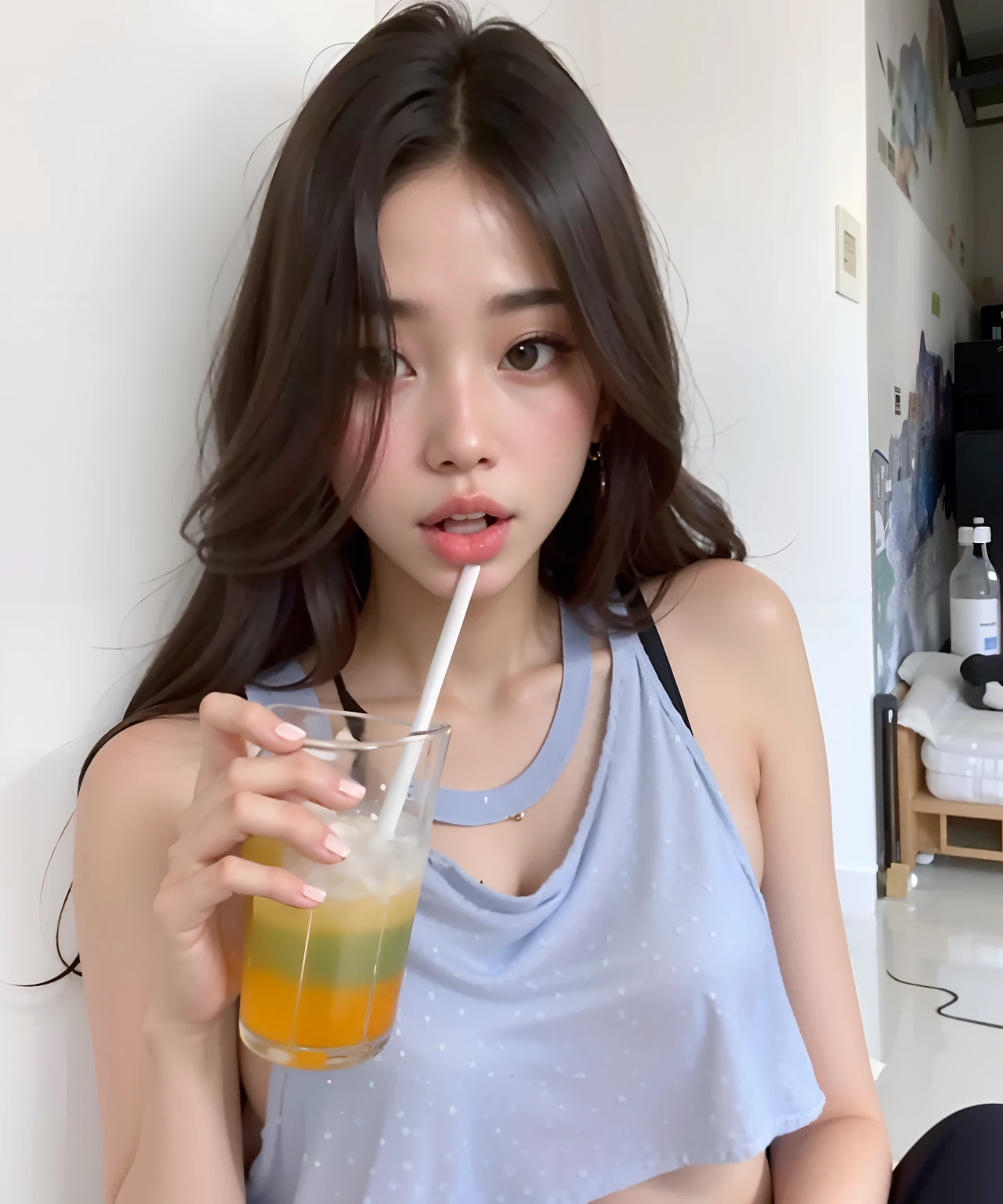 Araffe girl drinking a drink with a straw in her hand, jennie blackpink, jossi do blackpink, Parque Roseanne do Blackpink, Heonhwa Choe, Jaeyeon Nam, Gongbi, TaeJune Kim, Jinyoung Canela, coreana, Kim Jung segura, Ulzzang, linda mulher coreana jovem, imagem vazada, Yanjun Chengt