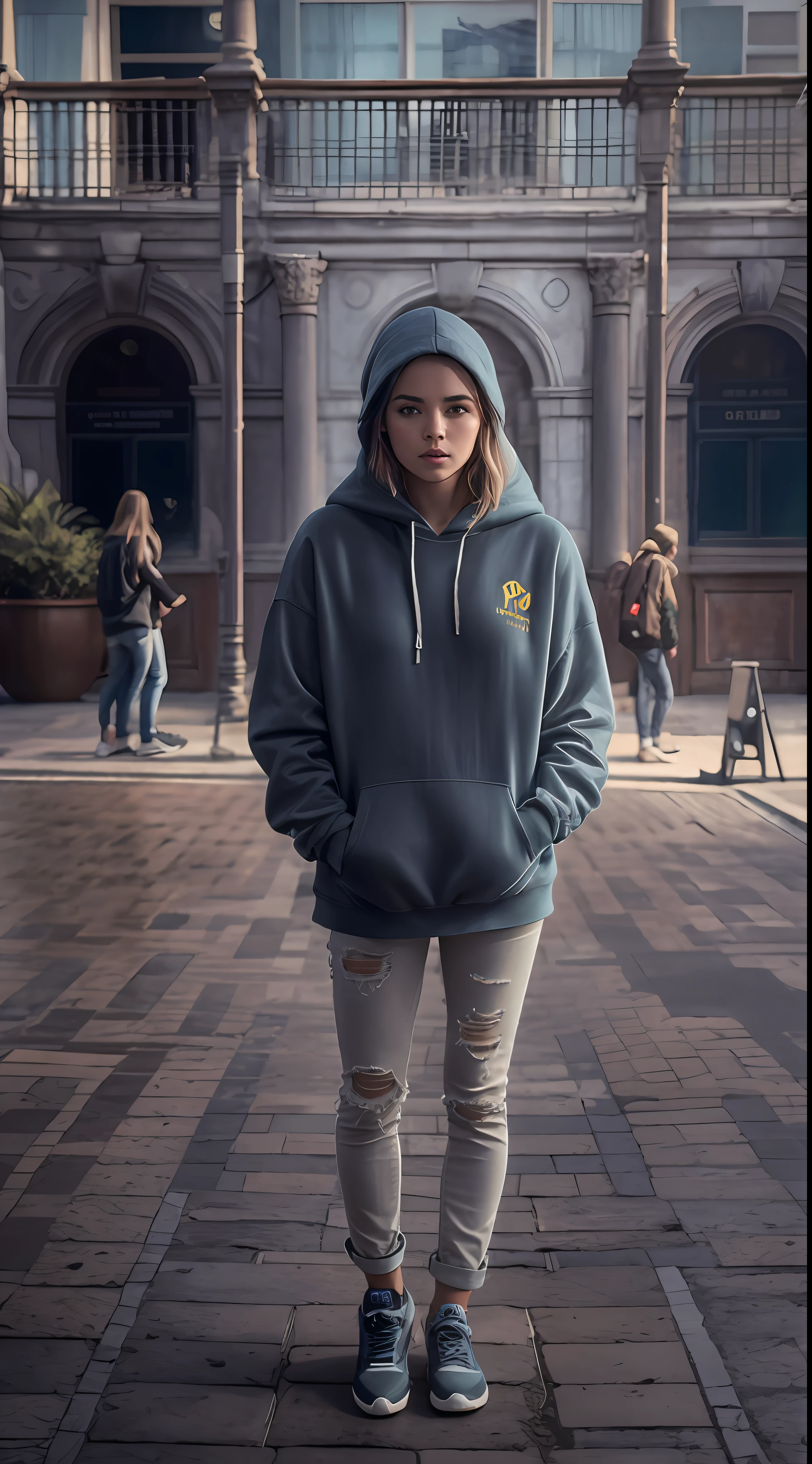 Beautiful Swedish university student, loira, magra, corpo inteiro, in hoodie clothing and jeans, do lado de fora na rua, ((magro, pequeno)), fotorrealista, foto, obra-prima, realista, realismo, fotorrealismo, alto contraste, Photorealistic digital art trend on Artstation 8k HD high definition realistic detail, detalhada, textura da pele, hiperdetalhada, textura realista da pele, armadura, melhor qualidade, ultra high-resolution, (fotorrealista: 1.4), alta resolução, detalhada, foto crua, sharp re, by Lee Jeffries Nikon D850 Film Stock Photography 4 Camera Kodak Portra 400 Lens F1.6 colors rich hyper realistic texture dramatic lighting unrealengine trend in artstation cinestill 800, RAW.