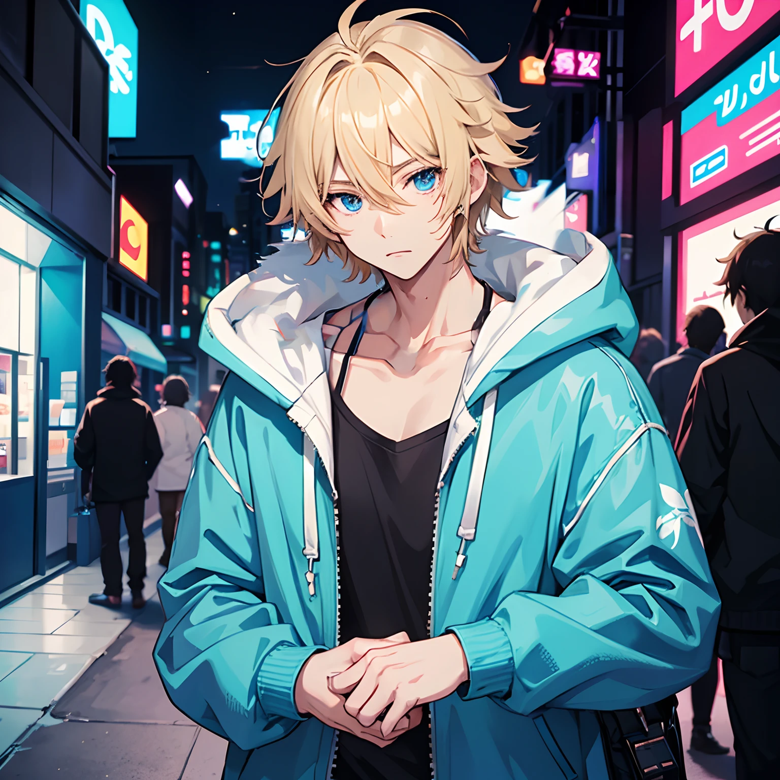 Anime boy, short blonde messy hair