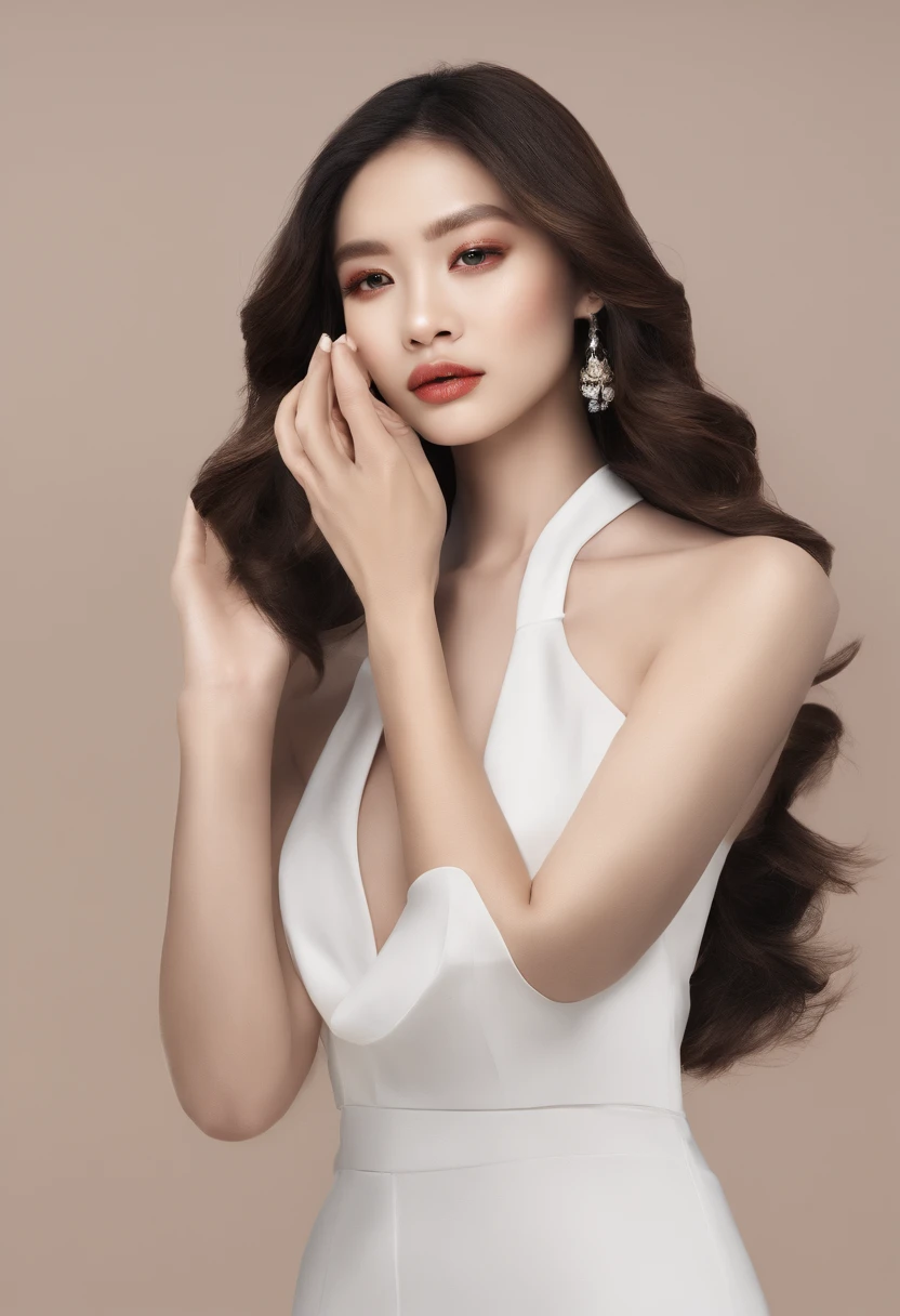 A beauty girl with asian face and a pimple at up her lips