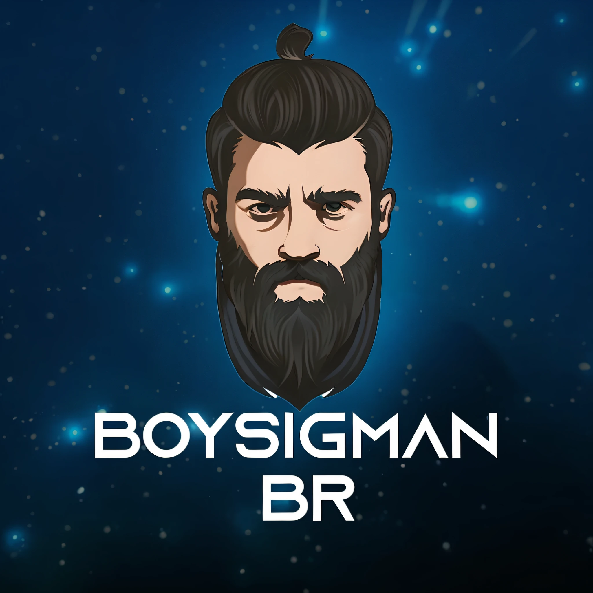 Image of a man with a beard and bun on his head, design de adesivo do telegrama, menino, symmetrical portrait rpg avatar, cabelo de menino, arte oficial, Fanart oficial Behance HD, fanart oficial, Telegrama Sticker, Directed by: Joseph Bowler, 8K Artgerm Bokeh, por Romain brook, inspirado em R.o. Blechman
