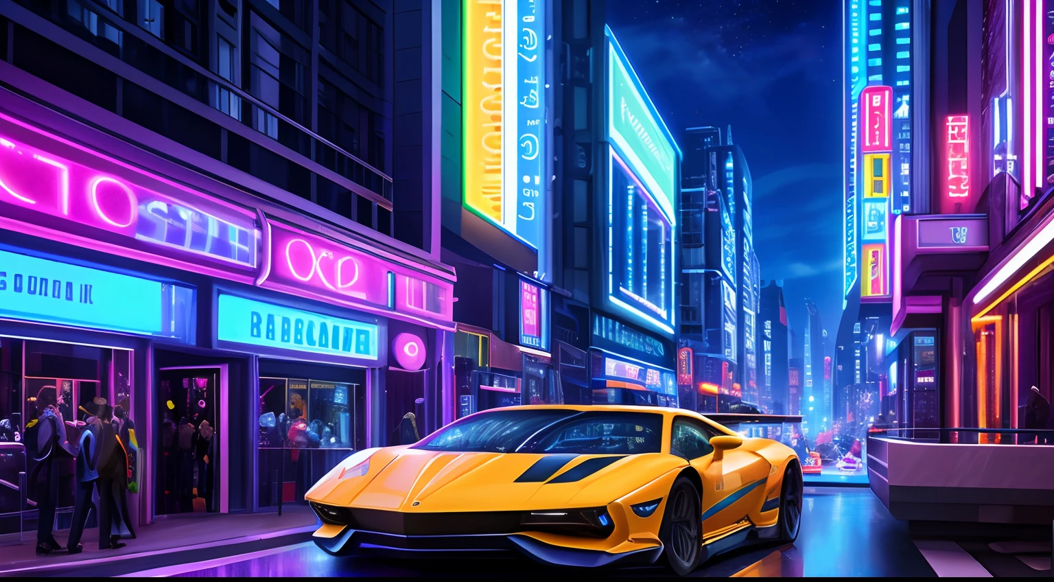 (best quality, 4k, 8k, highres, masterpiece:1.2), ultra-detailed,(realistic, photorealistic, photo-realistic:1.37), HDR, UHD, studio lighting, ultra-fine painting, sharp focus, physically-based rendering, extreme detail description, professional, vivid colors, bokeh, portraits
The scene reveals a bustling cityscape in the near future. The city streets are bathed in neon lights, casting a vibrant glow on the surrounding buildings. Flying cars effortlessly zip through the air, leaving colorful streaks in their wake. People are seen going about their day, with AI assistants accompanying them, helping with tasks and offering suggestions.
