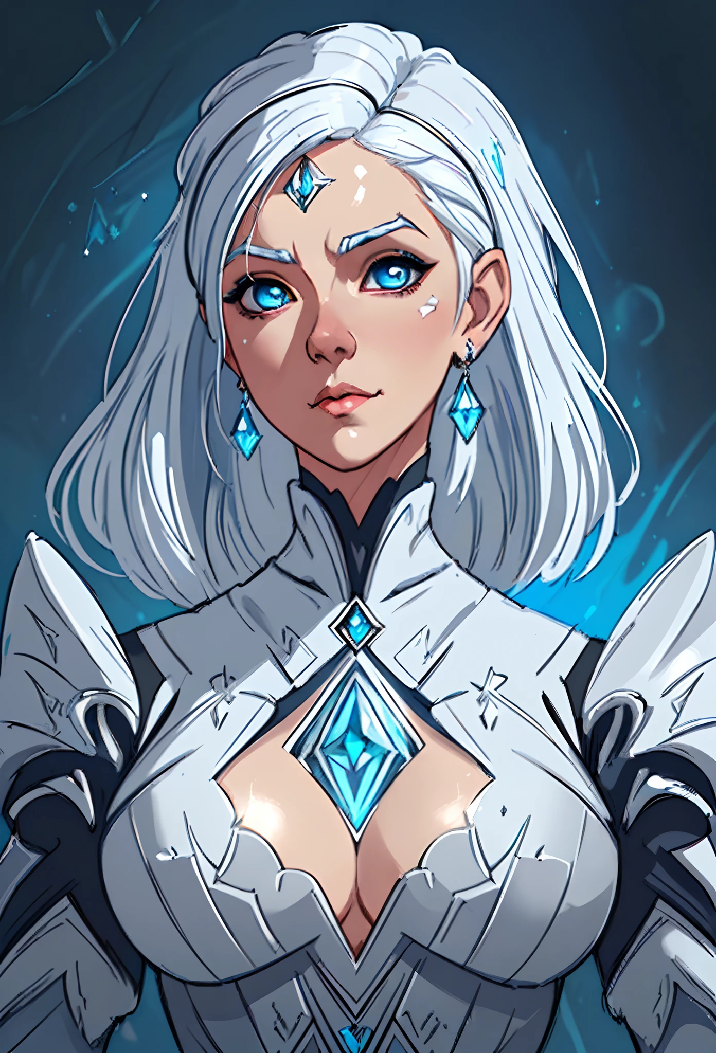 a close up of a woman with white hair and a blue diamond, concept art | artgerm, artgerm detailed, fantasy concept art portrait, extremely detailed artgerm, artgerm portrait, artgerm. high detail, ig model | artgerm, artgerm on artstation pixiv, alexandra fomina artstation, stunning character art