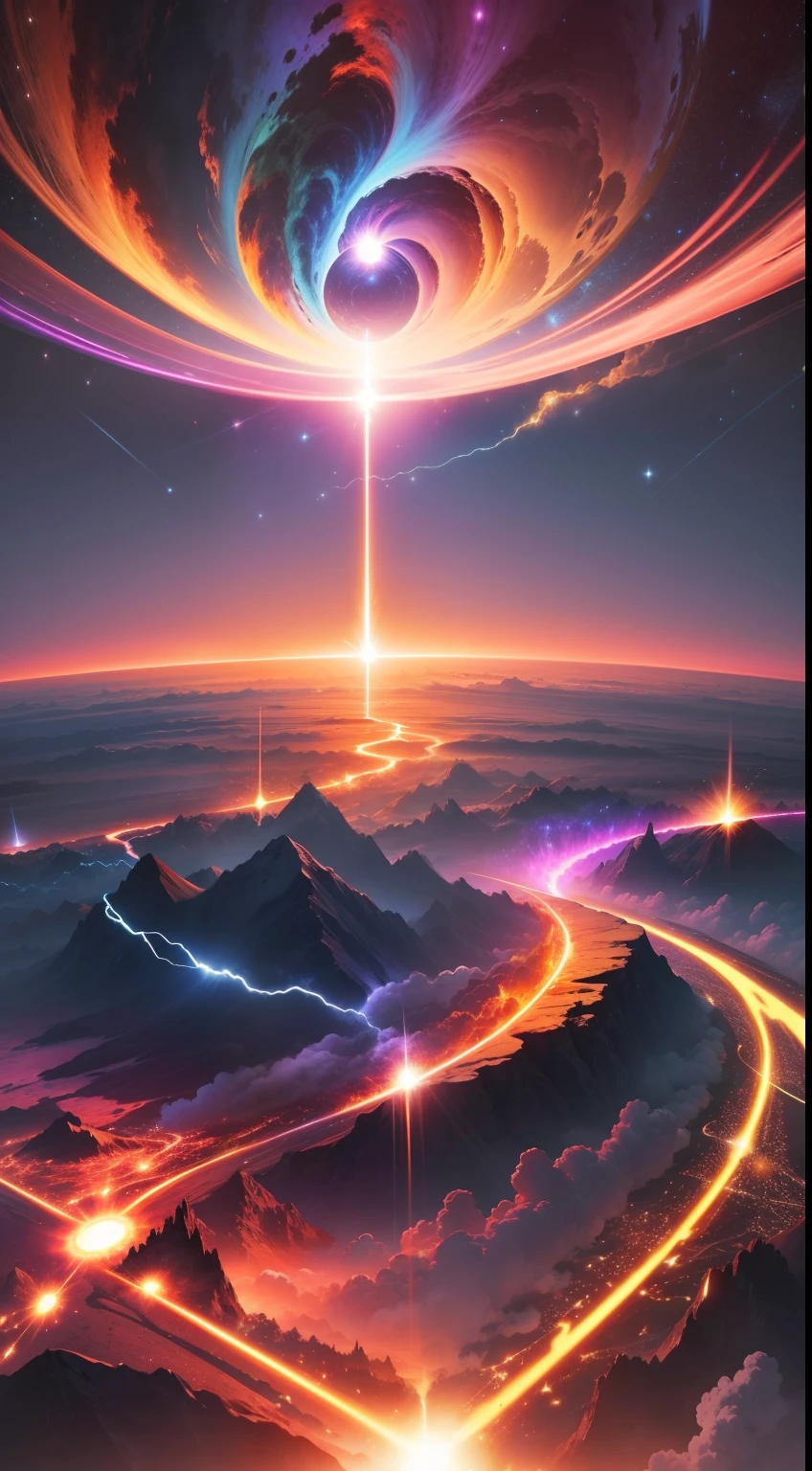 Energy, chaotic universe, (high quality), 8k, masterpiece, landscape
