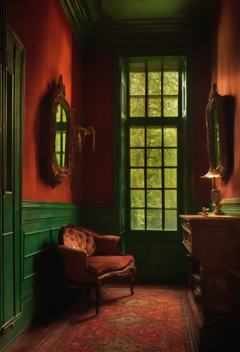 A room where the walls are human eyes, escuro, realista