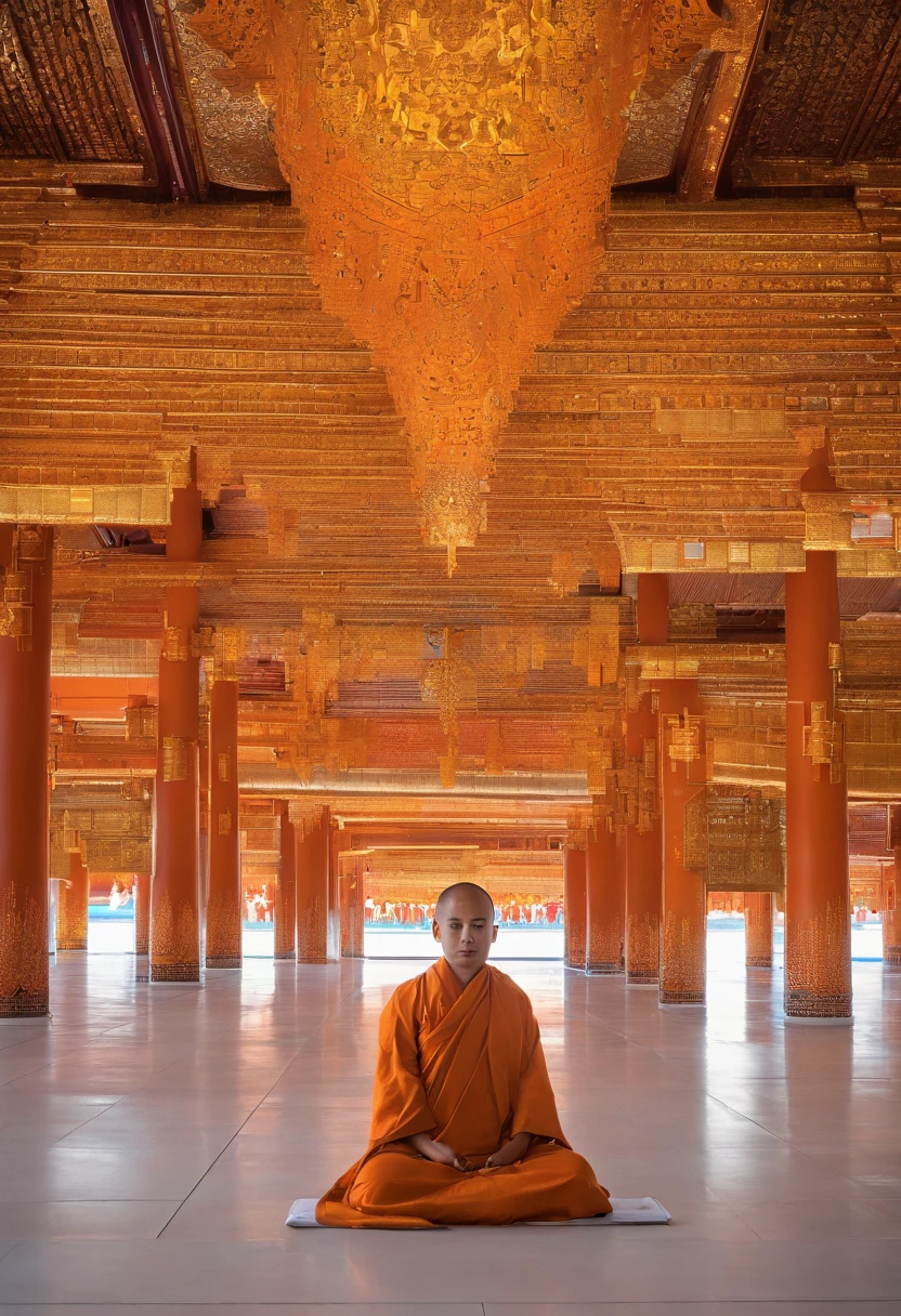 Thai Buddhist monks , 32 years old , meditate, eat, Buoyancy in the air ,thai temple , Sakon Nakhon ,In heaven. , Duangkaew