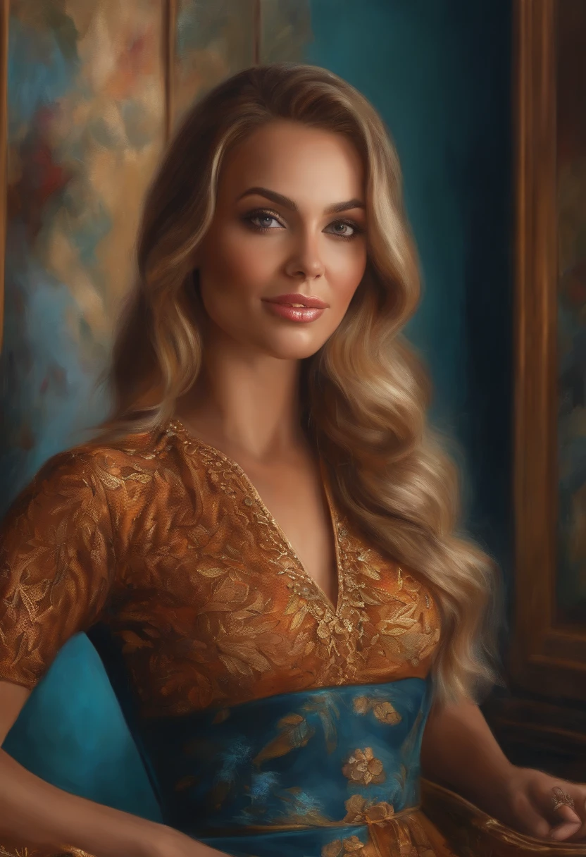 Spicegirl pequena bonito, Позирование viva, ((Estilo Arthur-Adams)), Oil knife-painting palette, Detailed illustration, ((best quality, tmasterpiece)), Detalhe extremo, 8k
