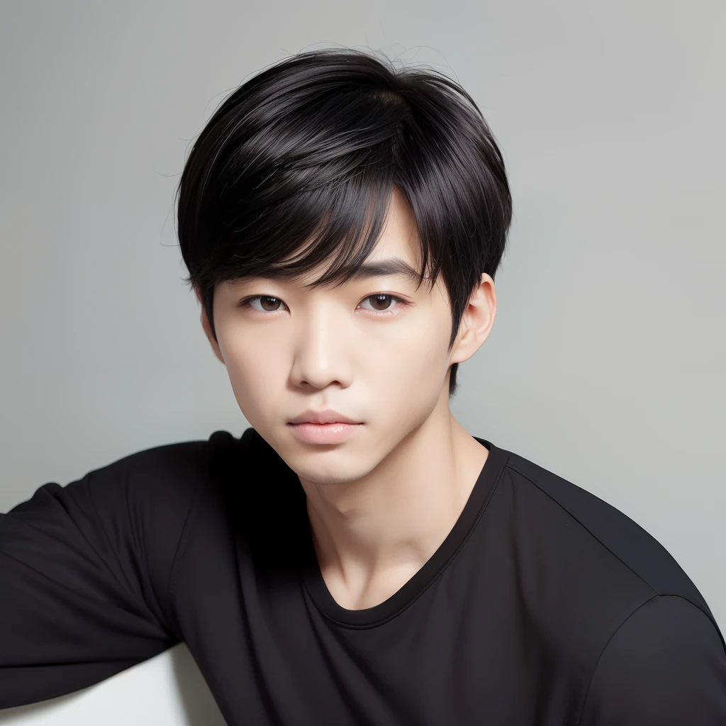 Single Eyelid East Asian Black Hair Male White Skin Short Hair Real
