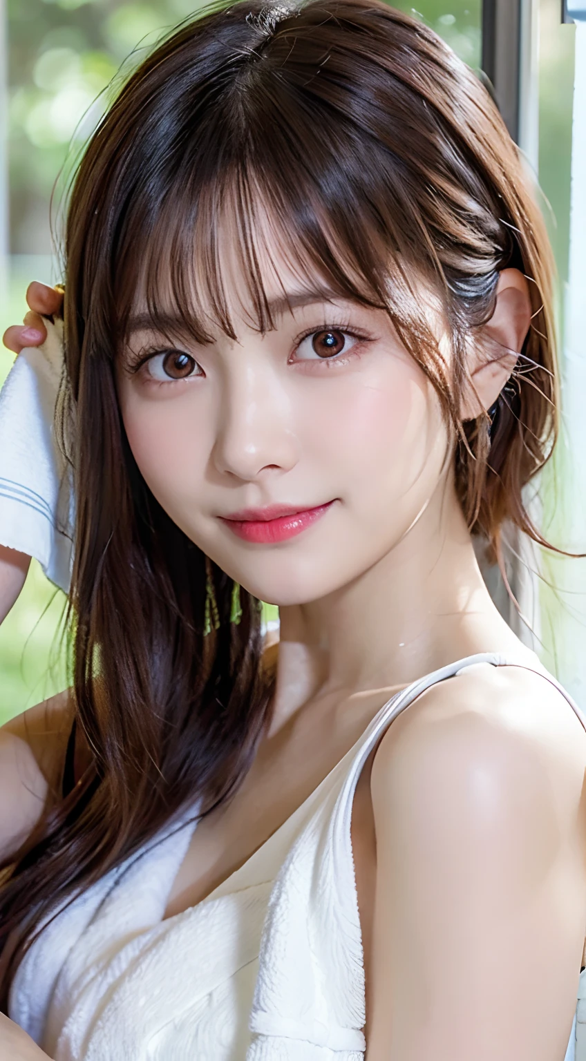 ((Highest quality)), ((masterpiece)), (detailed), Japanese, Age 25, Beauty, Front face, sexy,Face close-up,smile