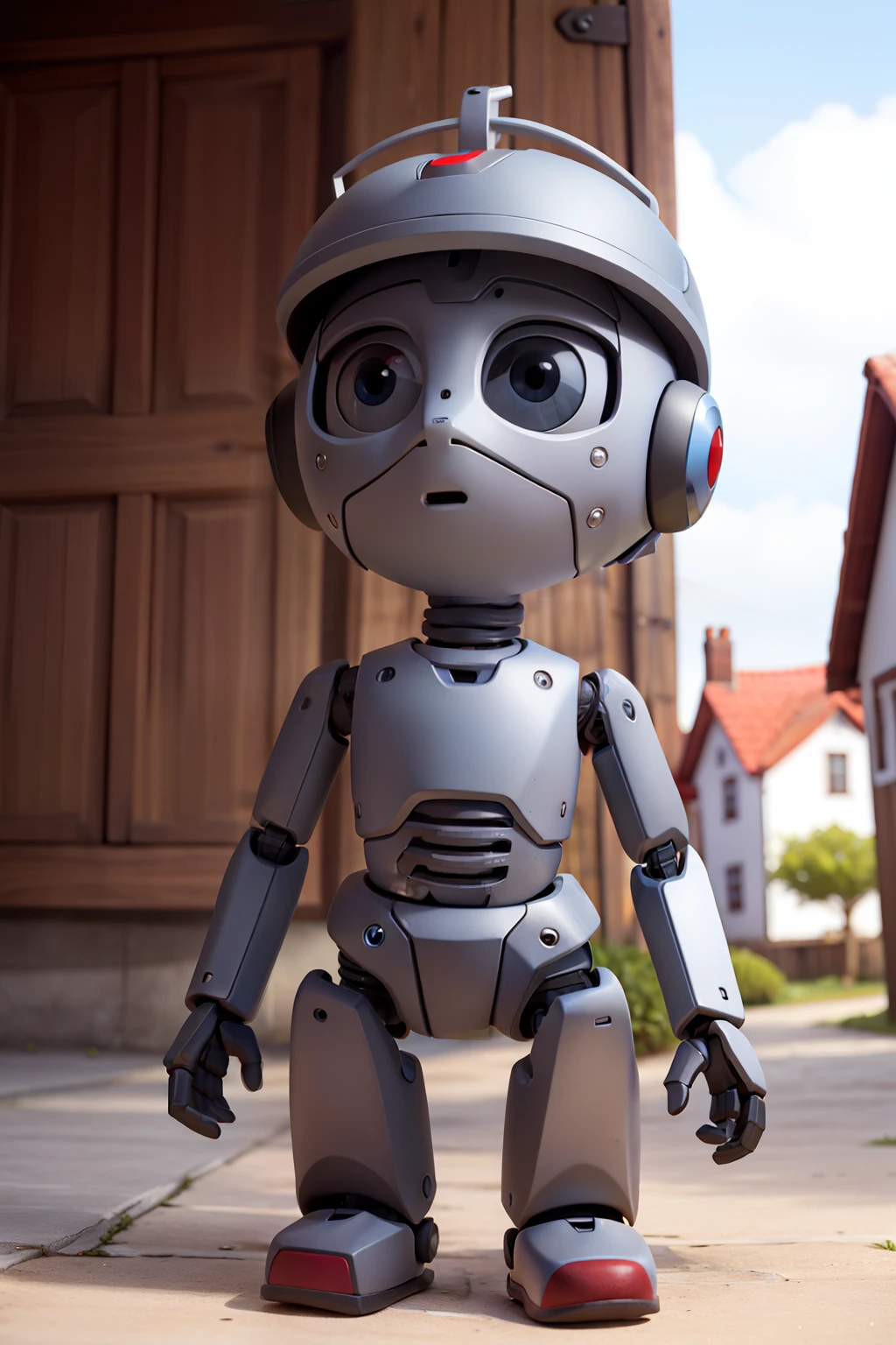 Na aldeia,A small living grey robot
