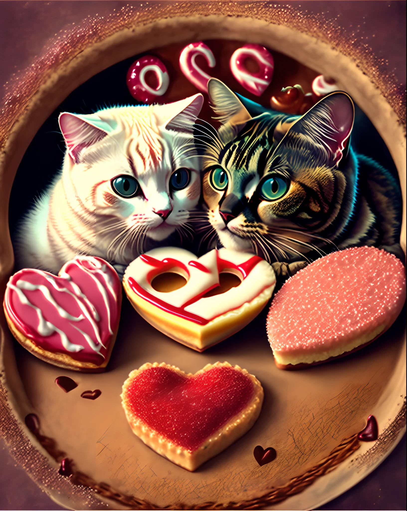 Chaton spa coeur couple gourmand