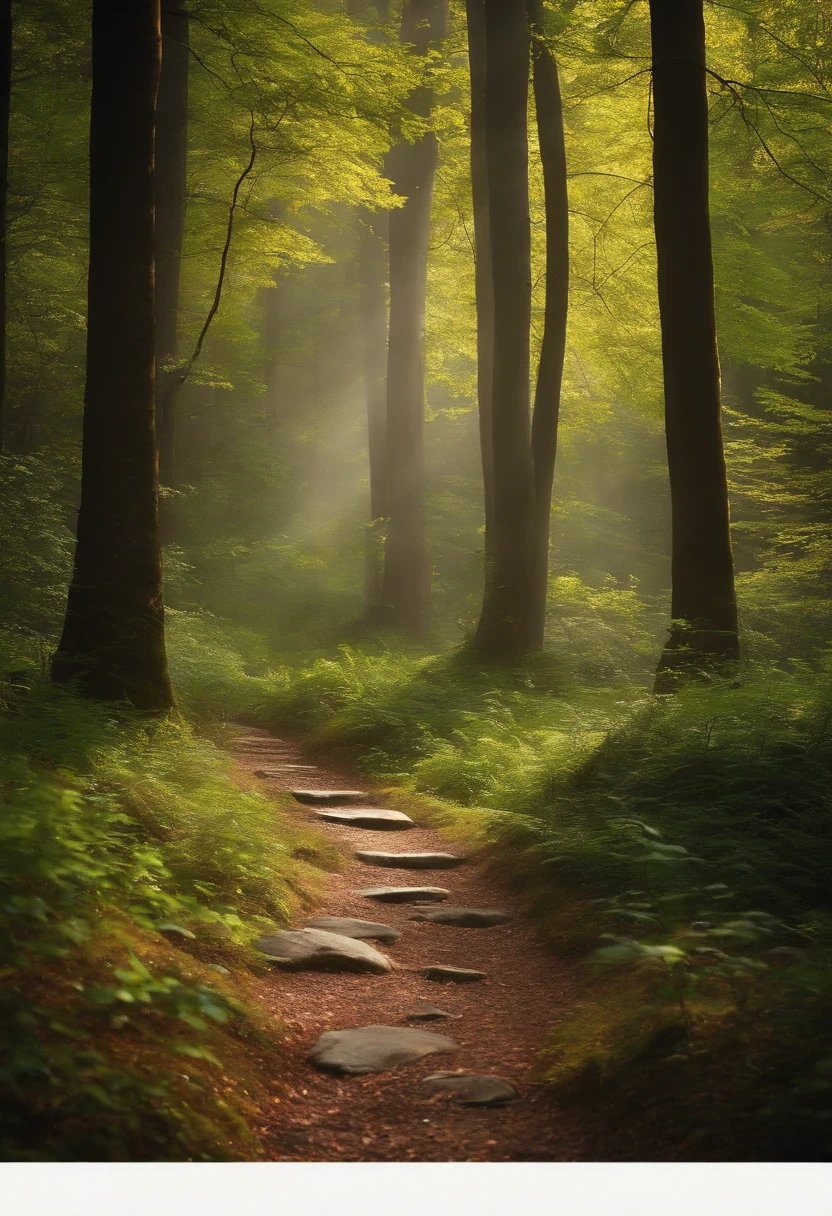 Path with colorful stones in the forest, enchanted magical fantasy forest, magic fairy forest, An enchanted forest, magical fantasy forest, magical forest backround, magical forest, very magical and dreamy, Fairy Forest, magical environment, magical forest, Magic forest in the background, An enchanted forest, fairy tale forest, magical colors and atmosphere, magical colors and atmosphere