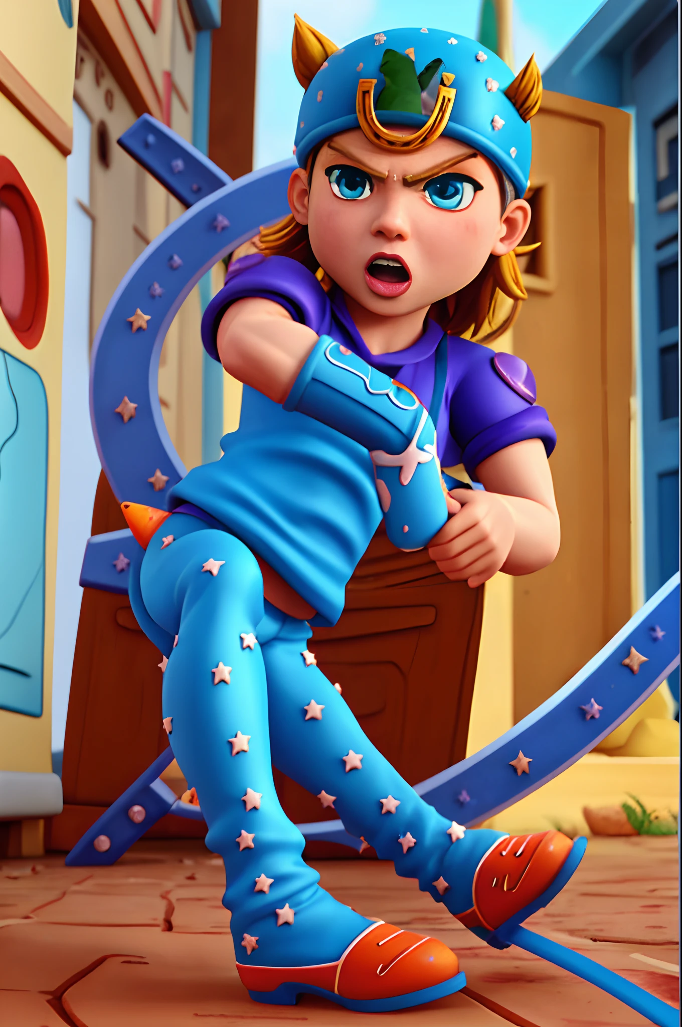 Johnny Joestar, jojo, blue, eyes cartoon, body cartoon, Disney poster, Rendu 3D, pixart poster, Affiche du film