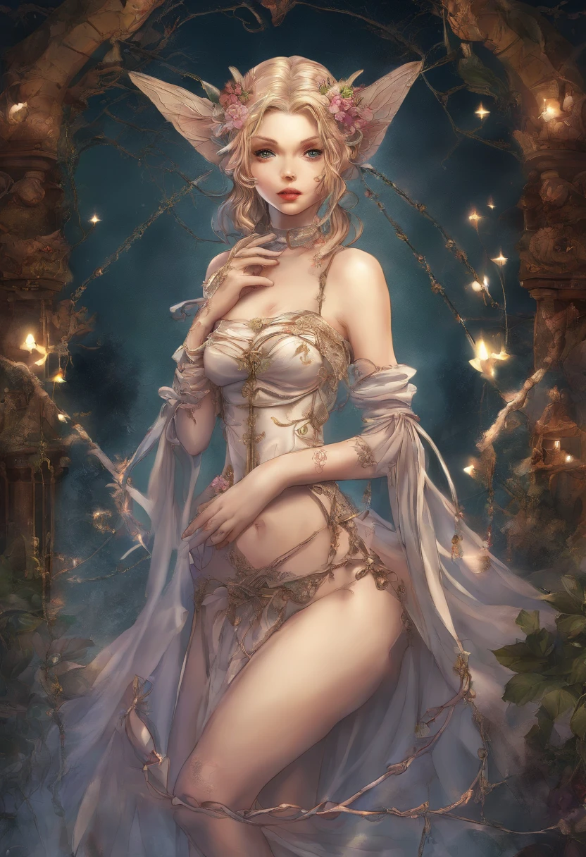 (masterpiece:1.4), (best quality:1.4), extremely detailed, intricate, hyper detailed, (PERFECT FACE), illustration,soft lighting, full body, Tinkerbell, topless, small breasts, exposed breasts, tied up, bdsm, robe, rope bondage, torture,